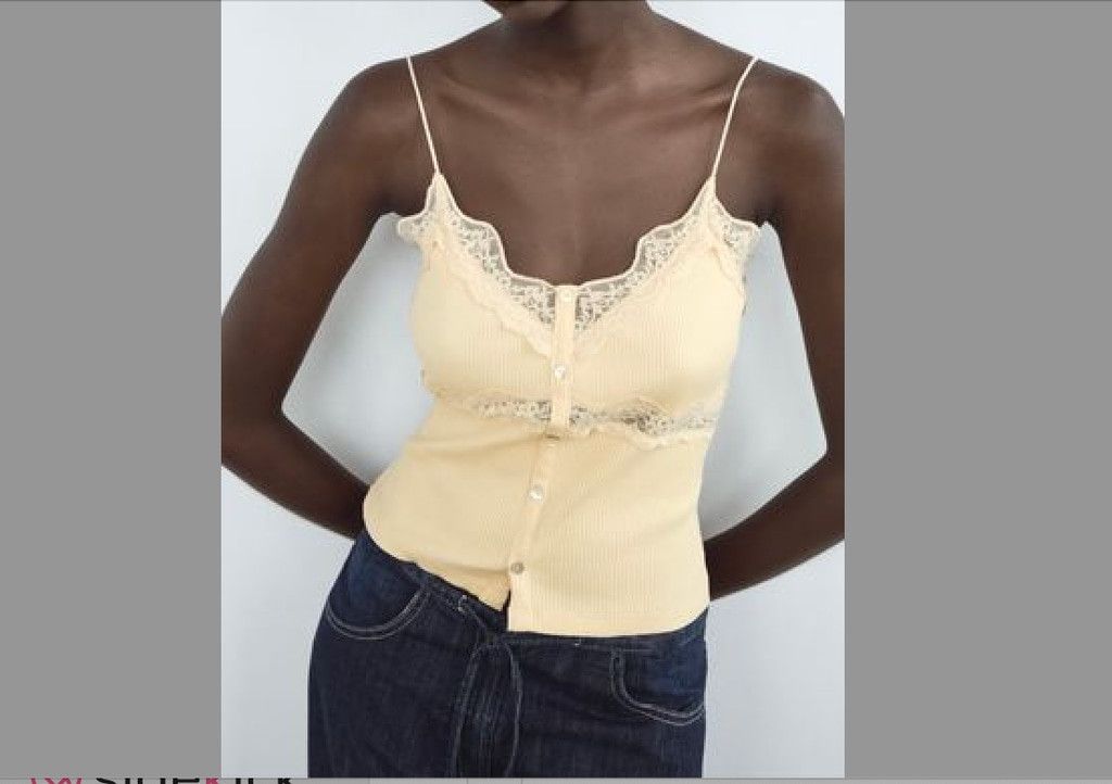 Zara Zara Buttoned Rib Lace Top Size L Size L / US 10 / IT 46 - 1 Thumbnail