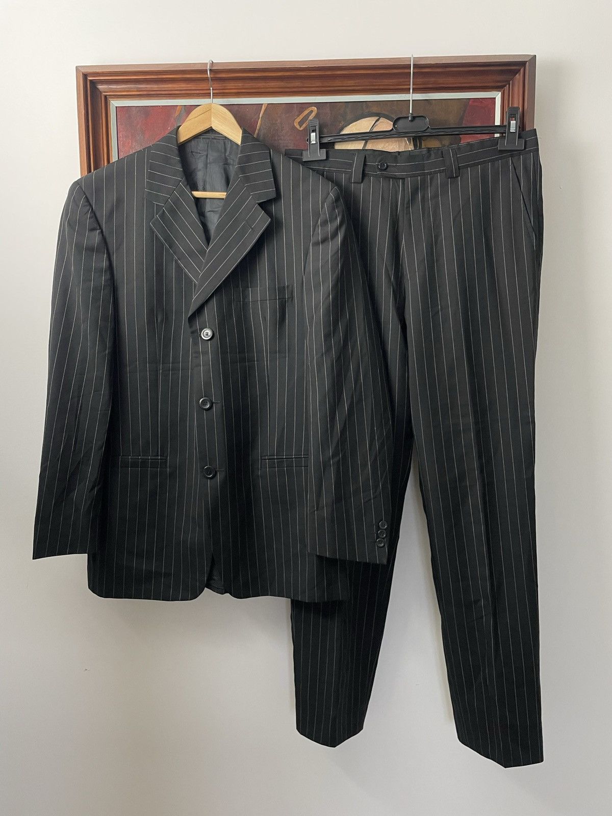 Versace Versace Suit Vintage Black Striped Rare Classy Designer Size 48L - 1 Thumbnail