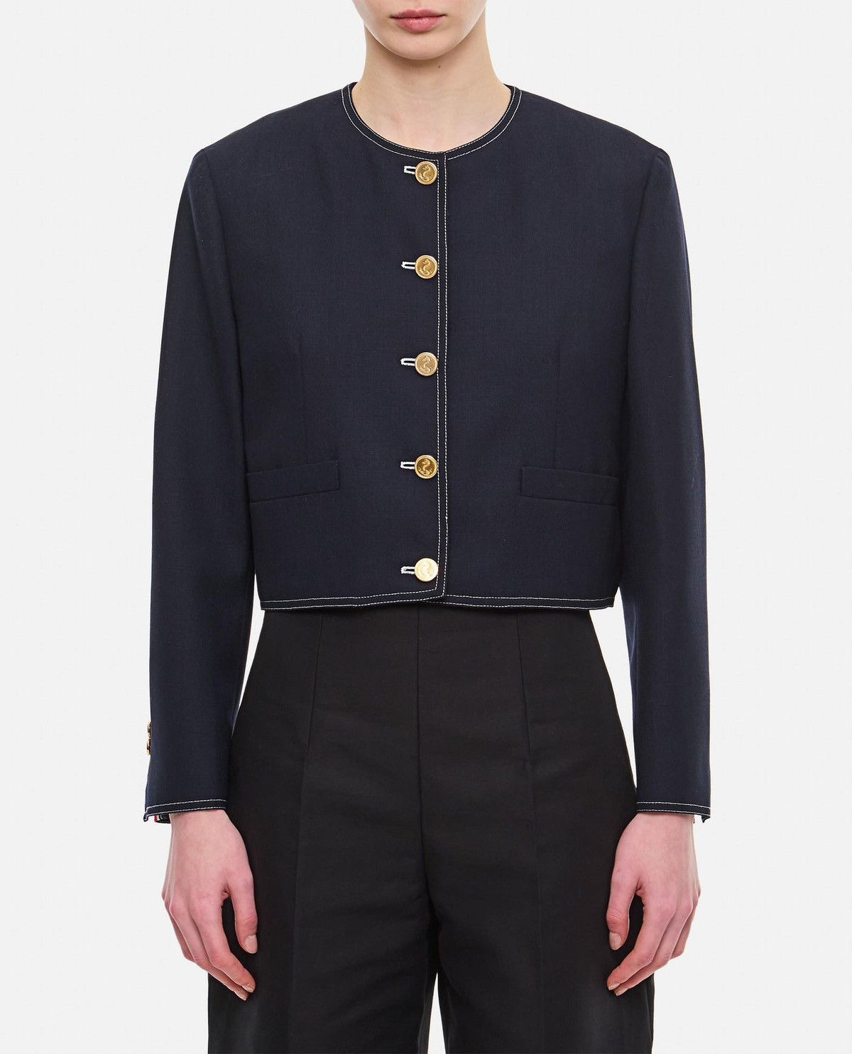 Thom Browne Fresco Box Pleat Cardigan Jacket Women Size S / US 4 / IT 40 - 21 Thumbnail
