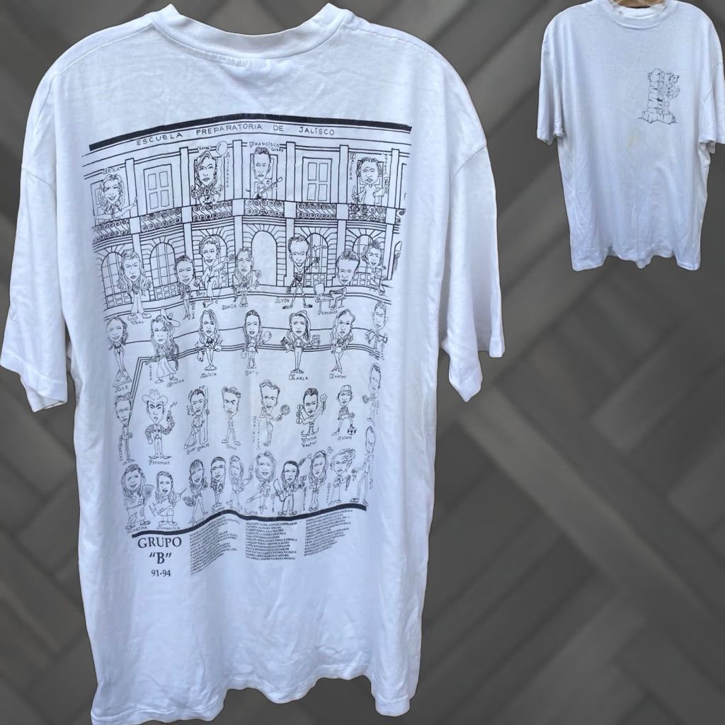 Hanes Vintage Hanes Beefy-T T-Shirt Escuela Preparatoria de Jalisco Grupo B 91-94 XL White 90s School Mens Size US XL / EU 56 / 4 - 1 Thumbnail
