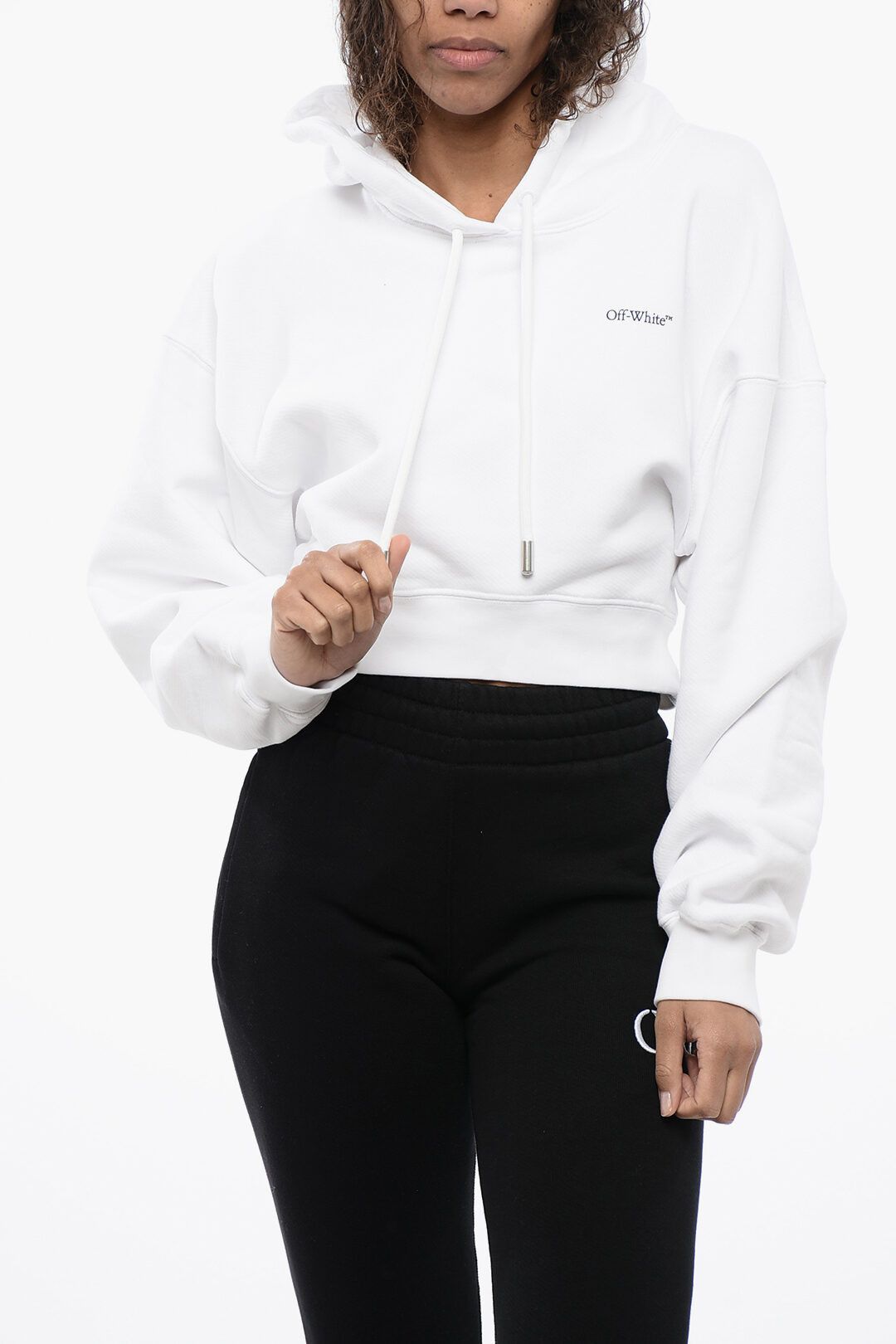 Off-White og1mm1125 Printed Cropped Hoodie in White Size S / US 4 / IT 40 - 2 Thumbnail
