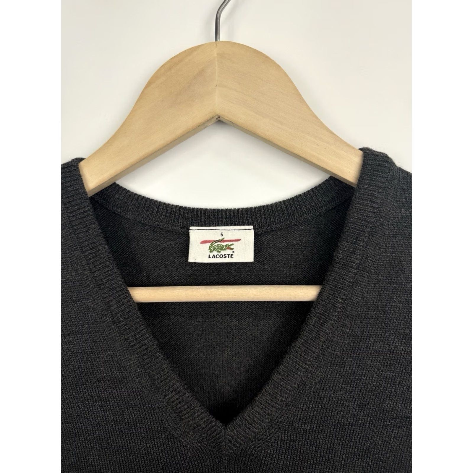 Lacoste VINTAGE Lacoste Wool Vest Sweater Men's 90s Made in France Gray M/L Vest Wool Sweater Men 90s France Vintage Size US L / EU 52-54 / 3 - 5 Thumbnail