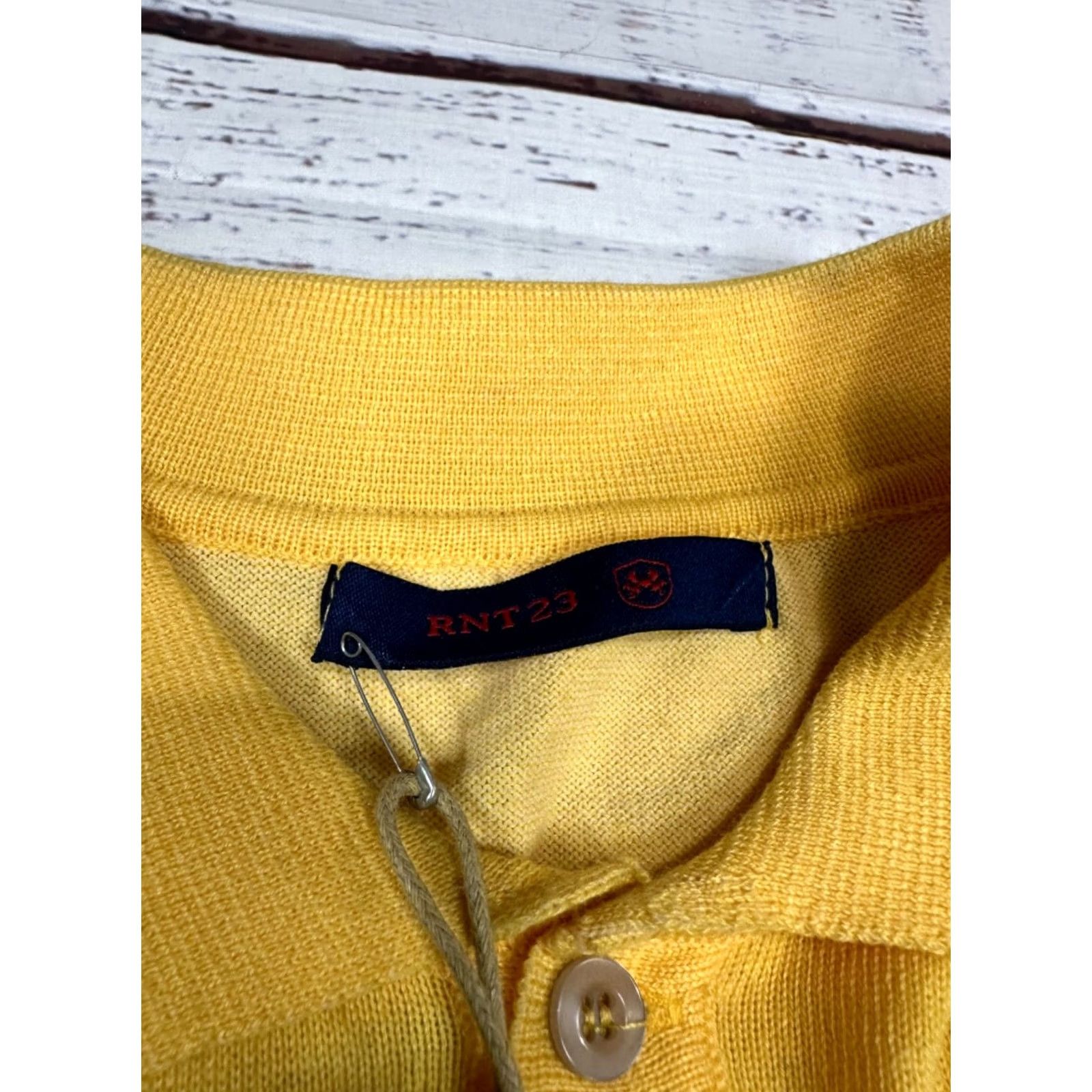 Vintage RNT23 Womens Polo Shirt Short Sleeve Tunic Sz M Yellow Viscose Blend Knit Size M / US 6-8 / IT 42-44 - 6 Thumbnail