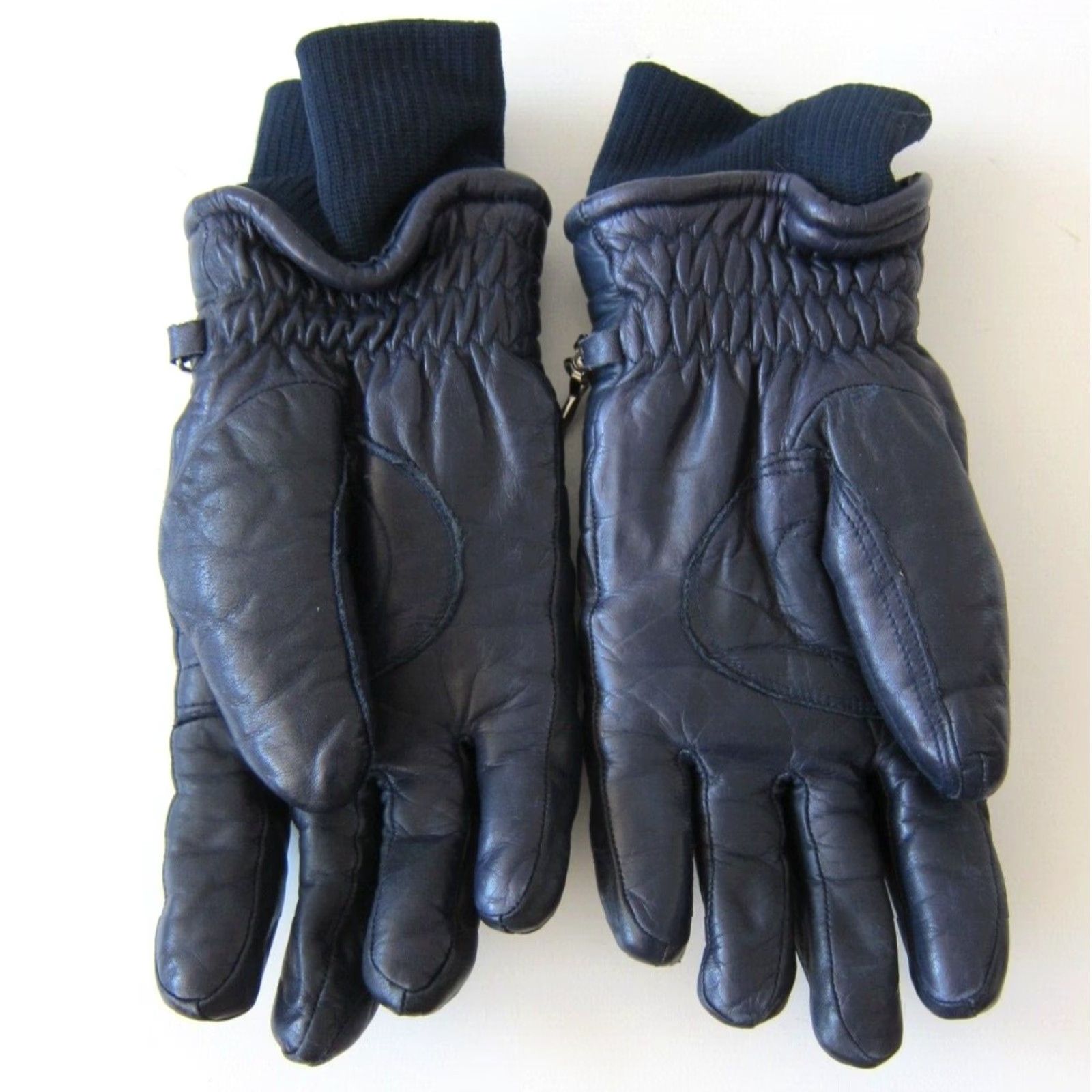 Vintage Vintage Olympia Navy Blue 100% Leather Insulated Snow Ski Warm Glove Men Medium Size ONE SIZE - 7 Thumbnail