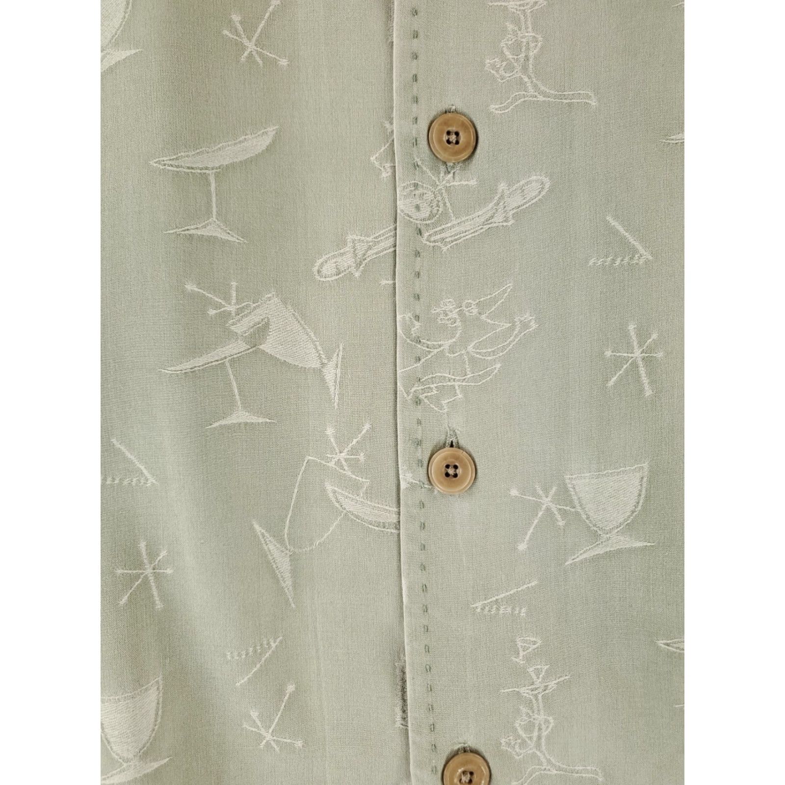 Nat Nast Nat Nast Shirt Button-Up 100% Silk Cocktails MCM Green Short Sleeve Mens 2XB Big & Tall Green Silk Short Sleeve Button-Up Mens 2XB Size US XXL / EU 58 / 5 - 2 Thumbnail