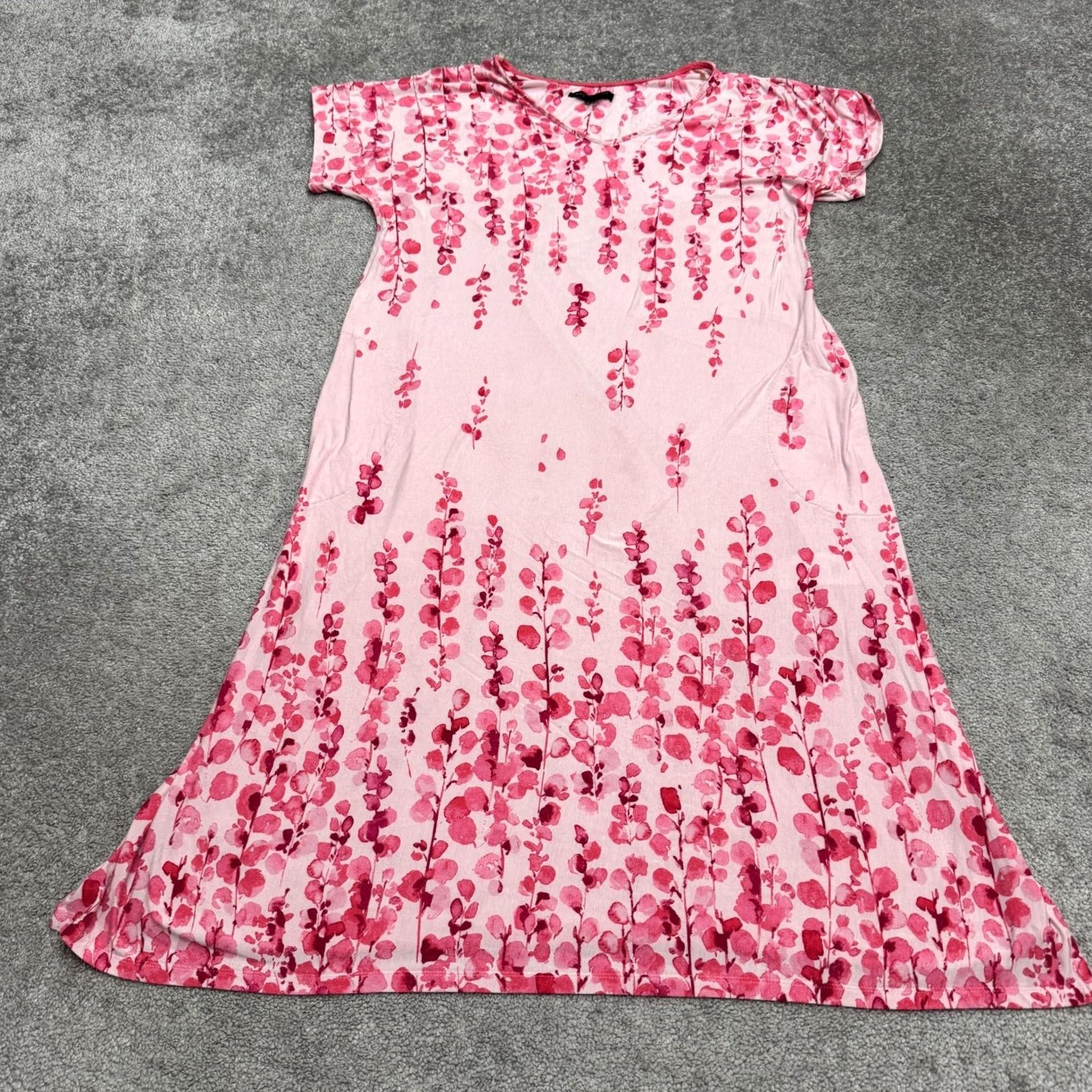 Donna Karan Donna Karan Sleepwear Nightgown Midi Dress Womens Large Pink Floral Bohemian Size L / US 10 / IT 46 - 2 Thumbnail