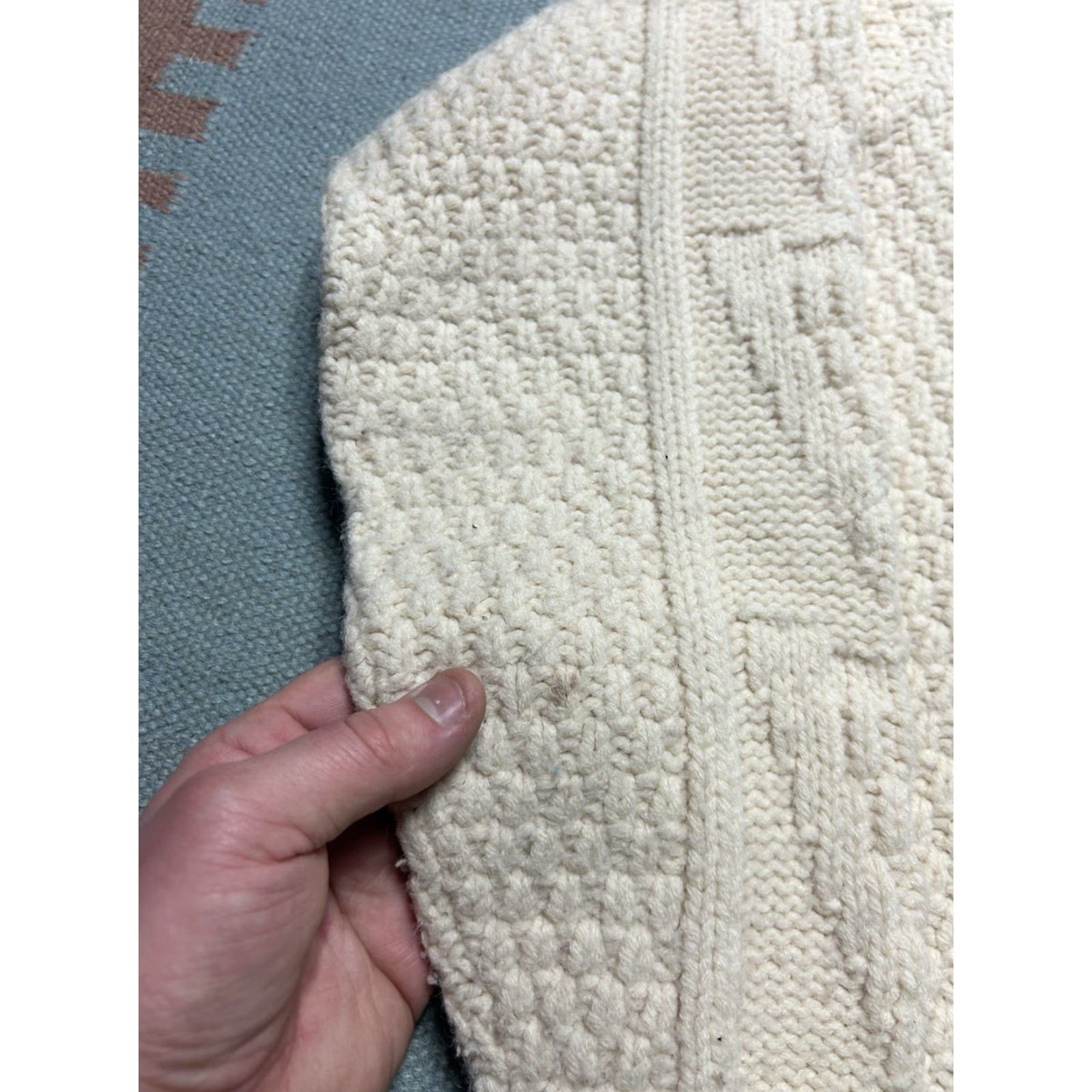 Vintage VINTAGE Alps Kilkenny Wool Sweater Cable-Knit Cream White Pullover Large Men Size US L / EU 52-54 / 3 - 6 Thumbnail