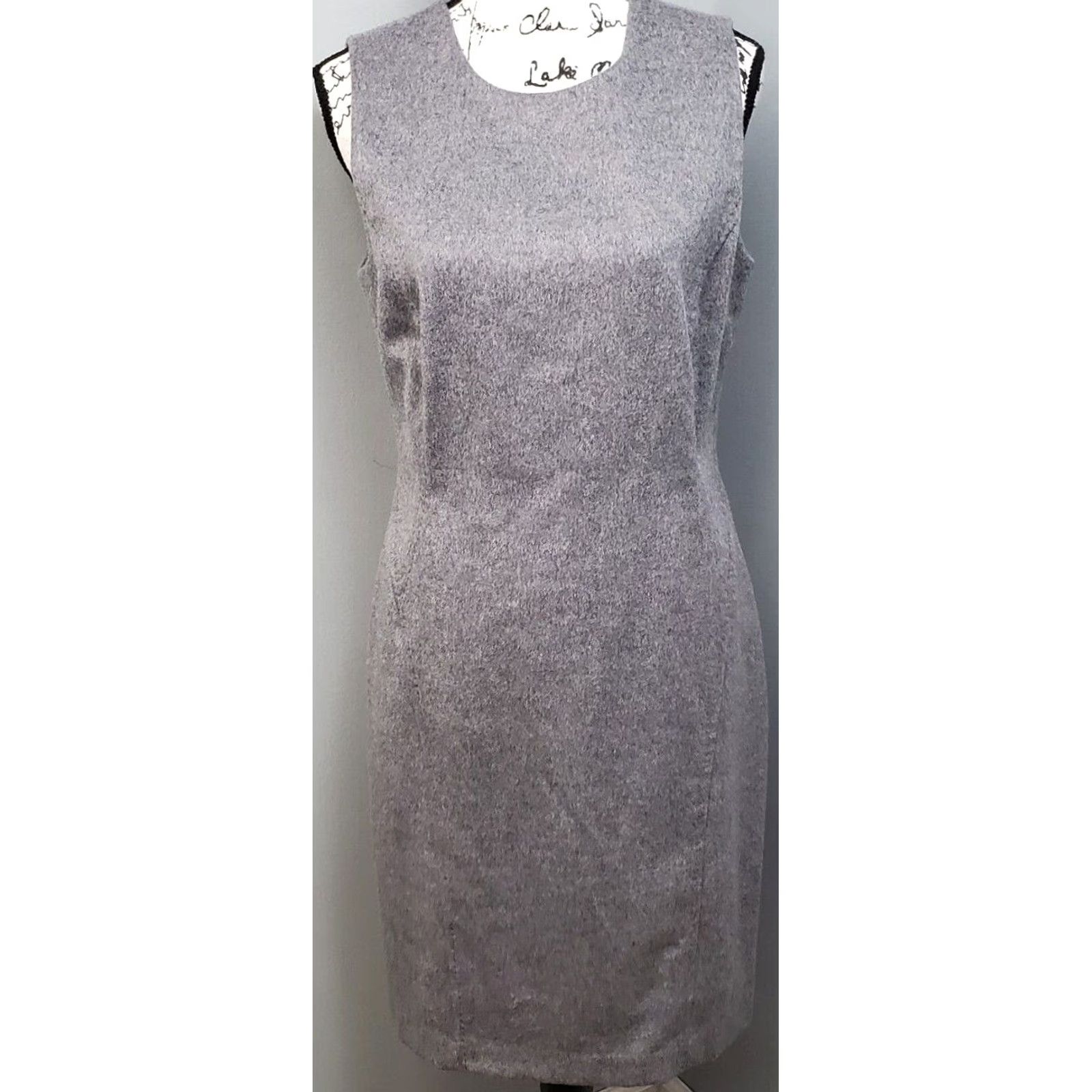 J.McLaughlin J. McLaughlin Women's Size 8 Gray Wool Sheath Dress, Sleeveless, Lined, Back Zip, Knee Length Size M / US 6-8 / IT 42-44 - 2 Thumbnail