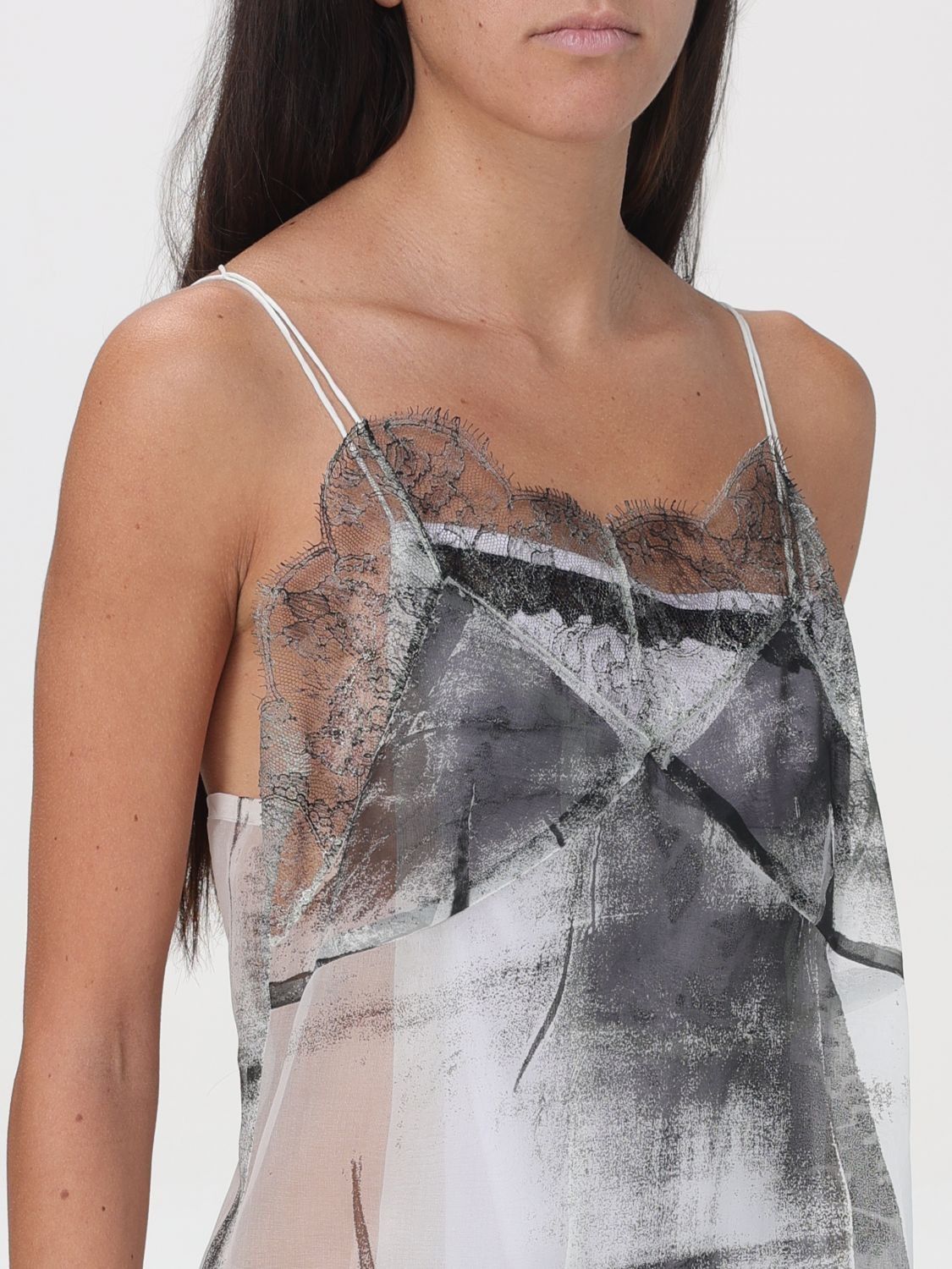 Maison Margiela o1y0625 Midi Dress in White/Gray Size XS / US 0-2 / IT 36-38 - 2 Thumbnail