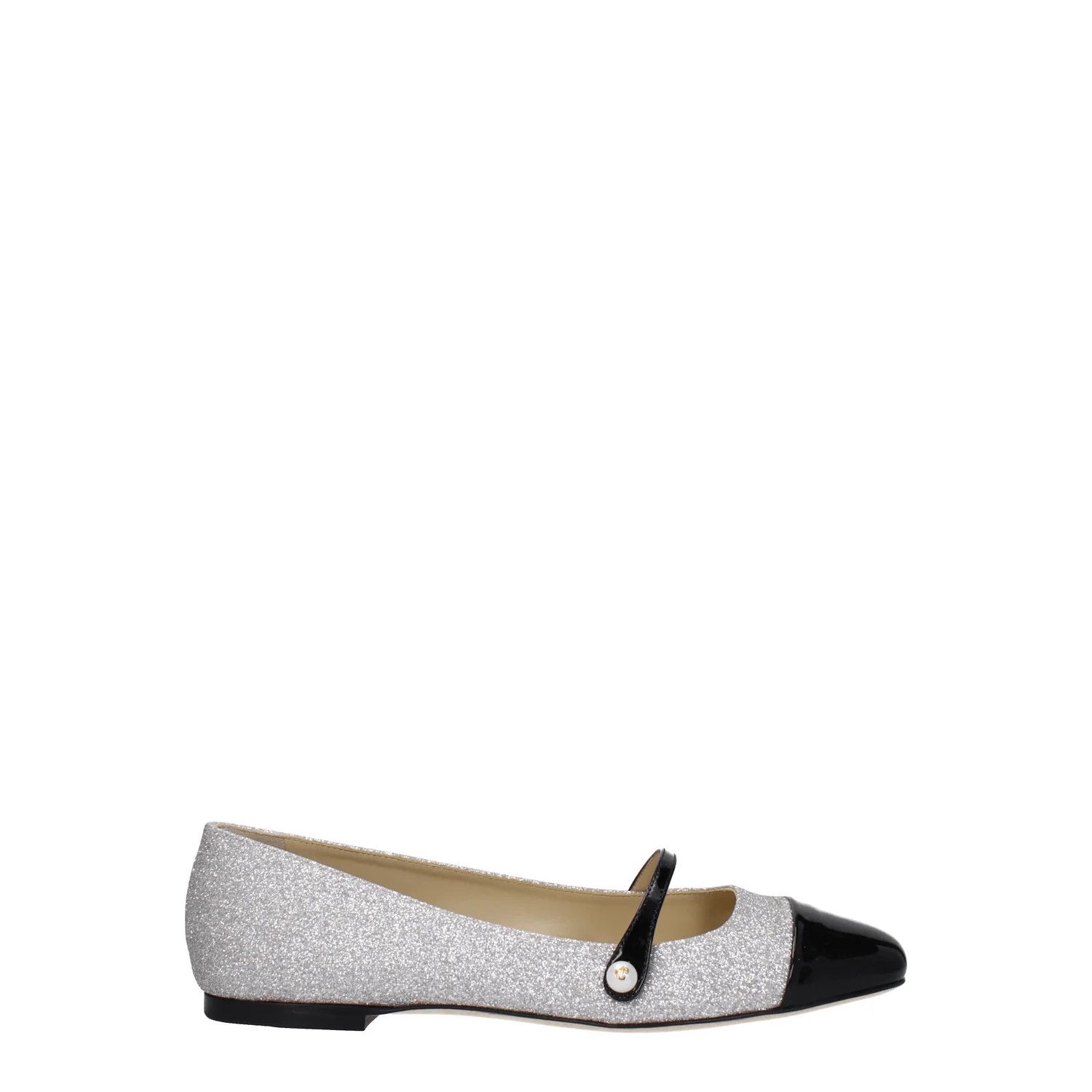 Jimmy Choo ob1o1e1124 Fabric Ballet Flats in Silver Black Size US 6 / IT 36 - 1 Thumbnail