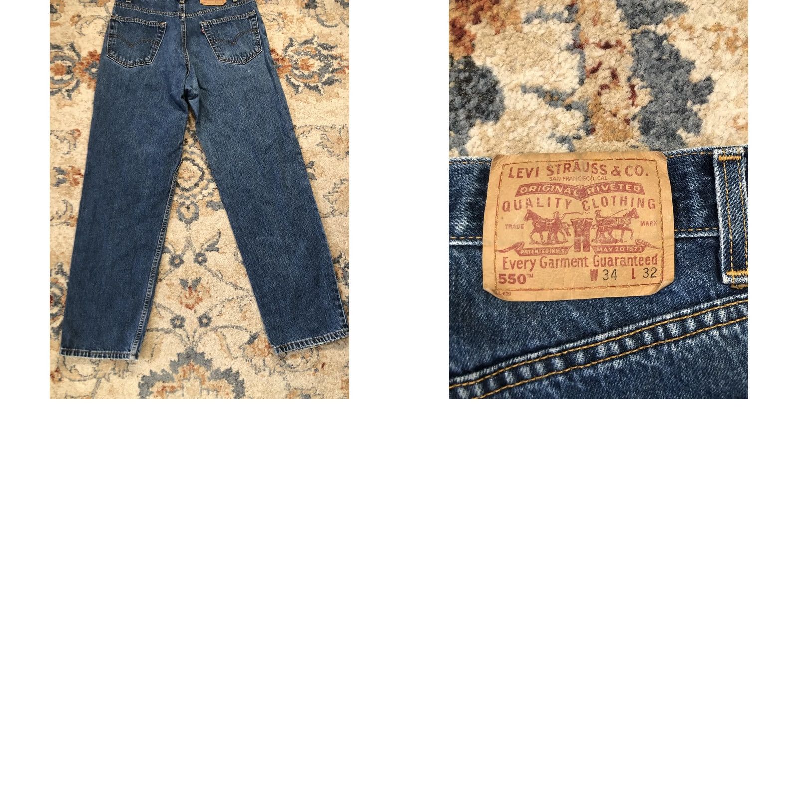 Levi's VINTAGE Levi's 550 Jeans Mens 34x30 Blue Relaxed Fit Made USA Denim 90s Size US 34 / EU 50 - 9 Thumbnail