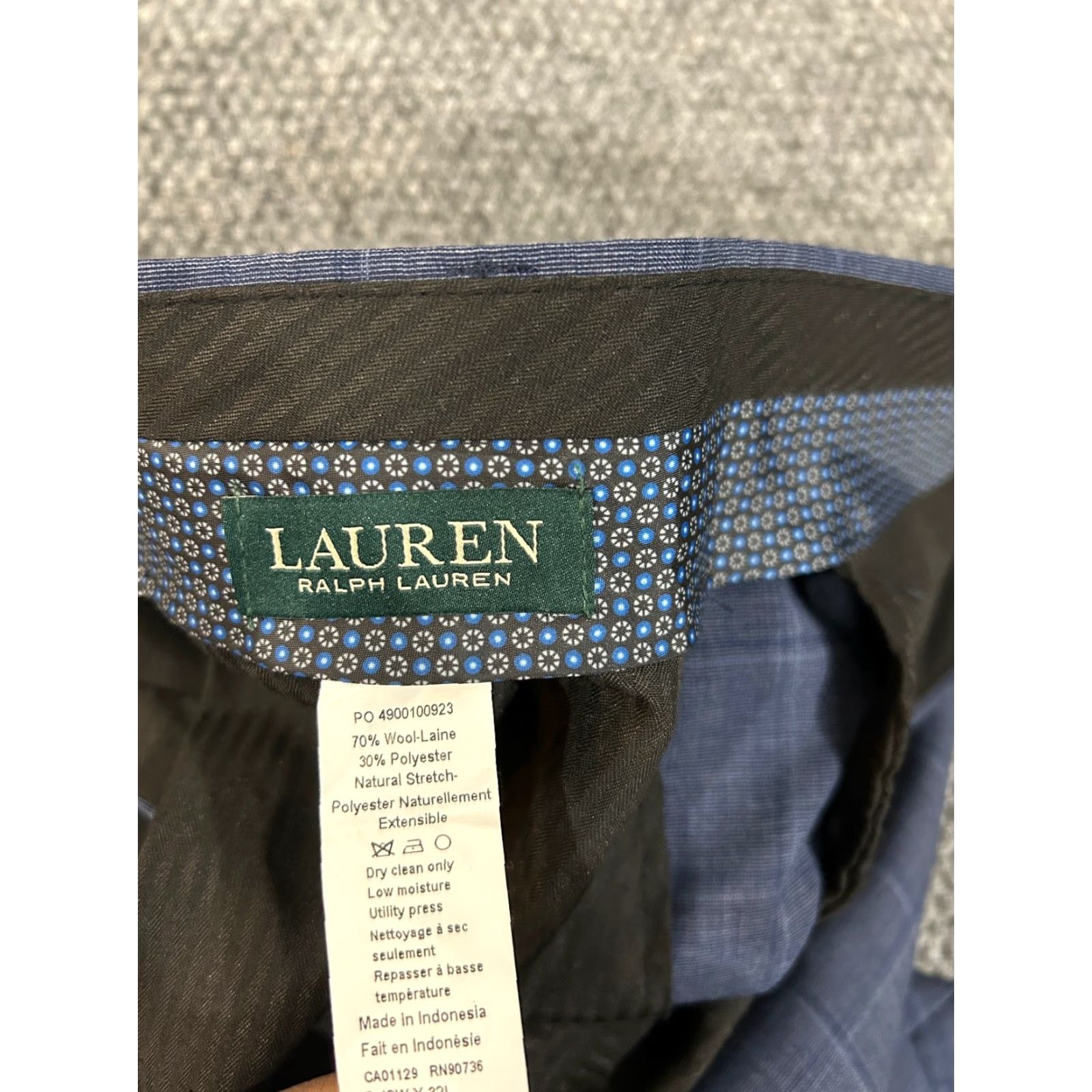 Ralph Lauren Lauren Ralph Lauren Dress Pants Mens 42x32 Blue Wool Polyester Slacks Plaid Business Formal Classic Straight Front Zip Pocket Mens Size US 42 / EU 58 - 4 Thumbnail