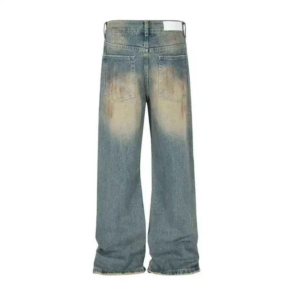 Japanese Brand Handmade Distressed Mud Dyed Dirty Baggy Blue Jeans Size US 32 / EU 48 - 3 Thumbnail