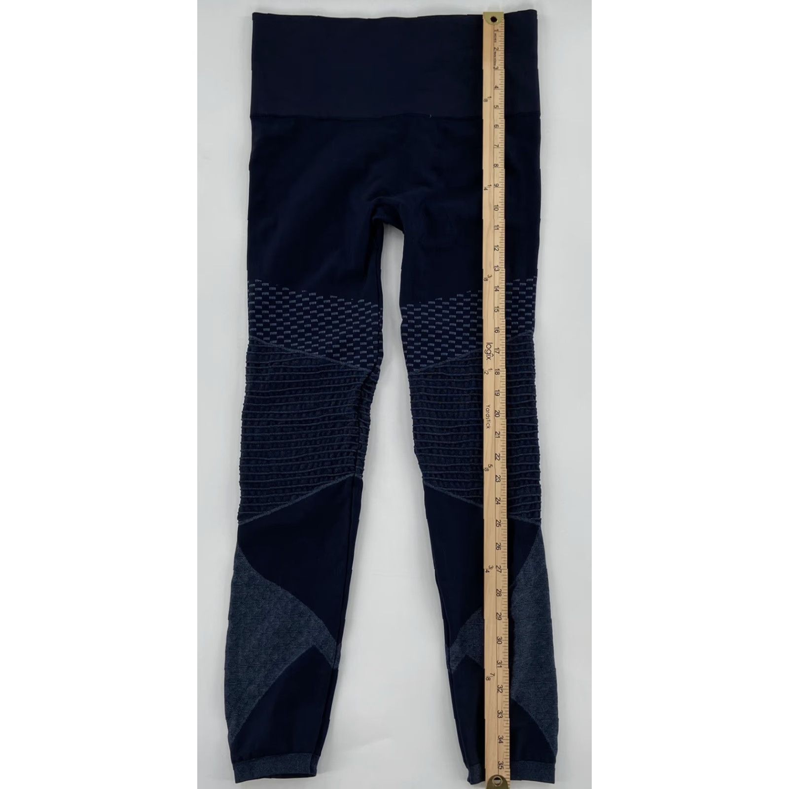 Spanx Spanx High Waist Seamless Moto Biker Leggings Womens Large L Blue Activewear Size 36" / US 14 / IT 50 - 5 Thumbnail