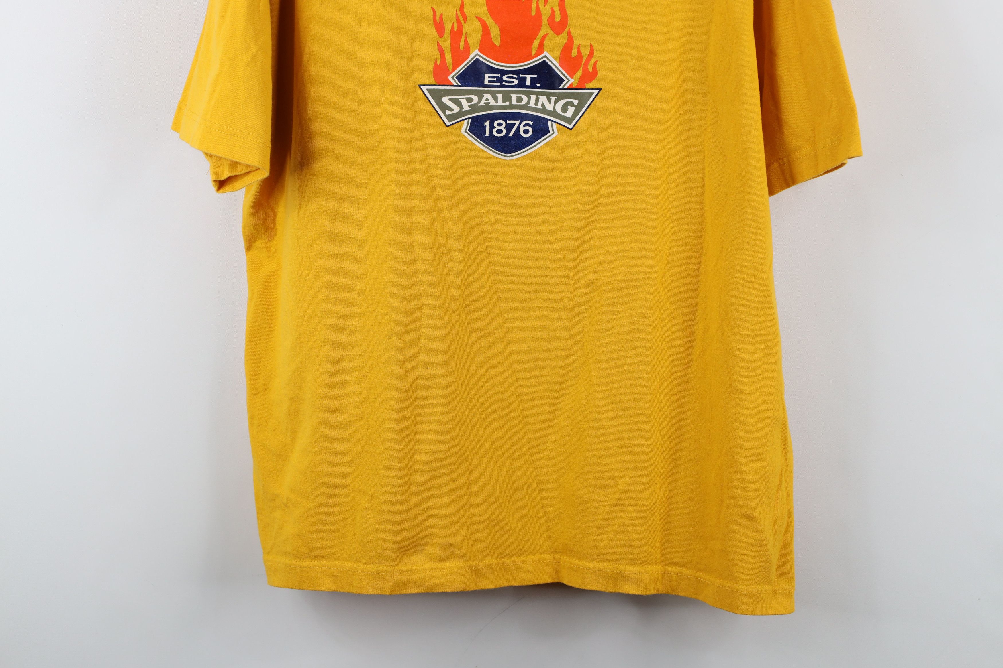 Vintage Vintage 90s Spalding Fire Flames Short Sleeve T-Shirt Yellow Size US L / EU 52-54 / 3 - 3 Thumbnail