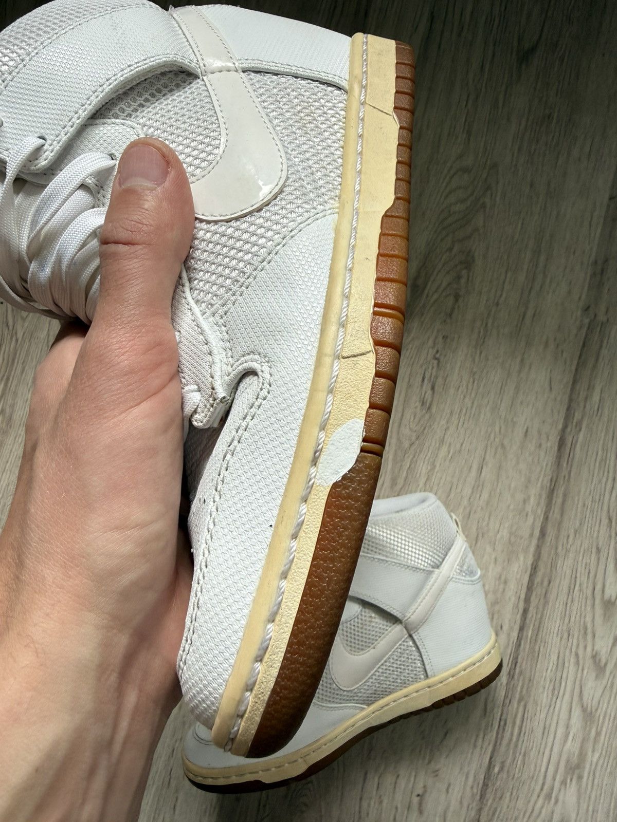 Nike RARE🔥 Nike Dunk Sky Hi Mesh White Leather Sz Sneaker Wedge Size US 8.5 / IT 38.5 - 9 Thumbnail