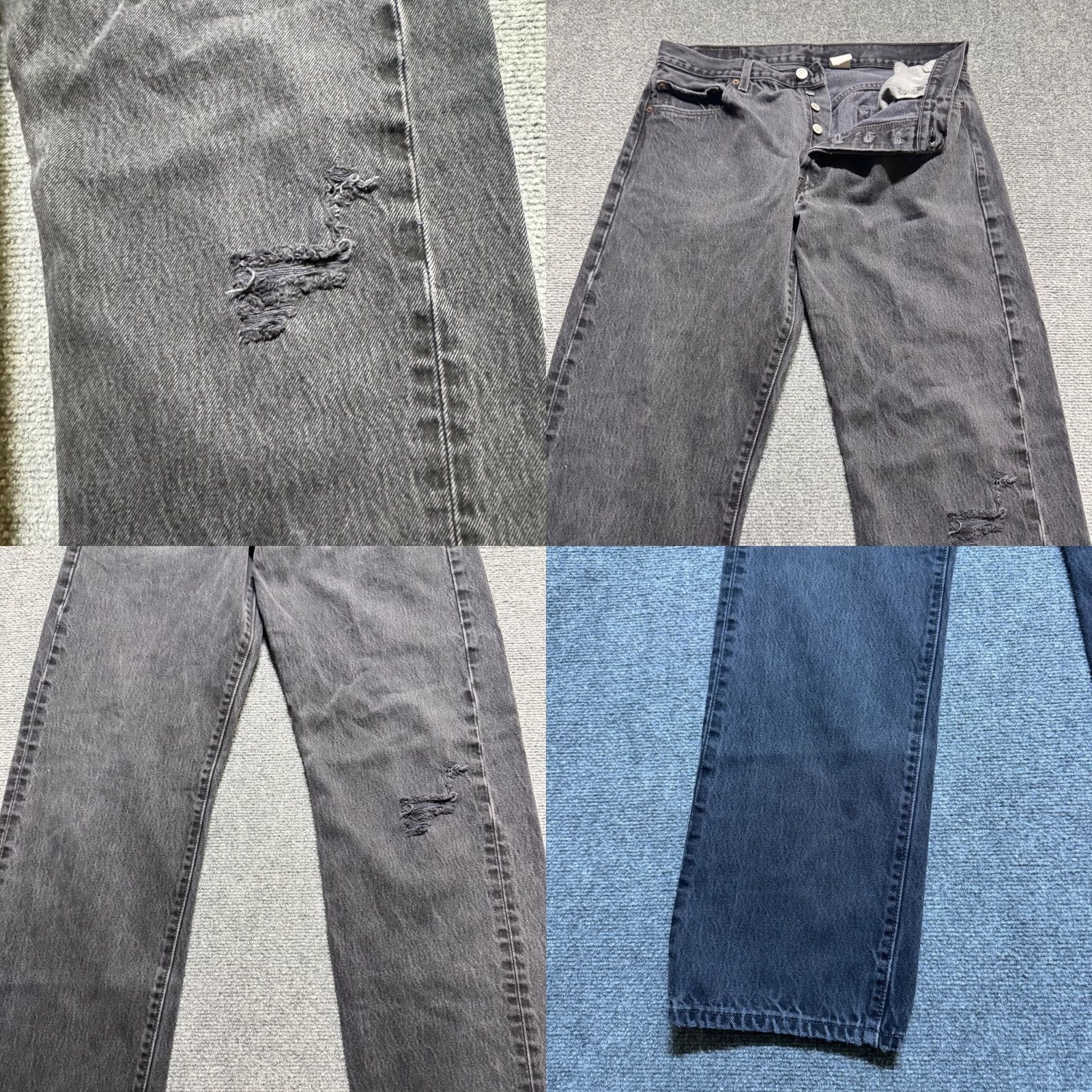 Levi's VINTAGE Levi's 501 Jeans Straight Black Men 36x34 Distressed Button Fly Paper Tag - 90s Style Mens Size US 36 / EU 52 - 9 Thumbnail