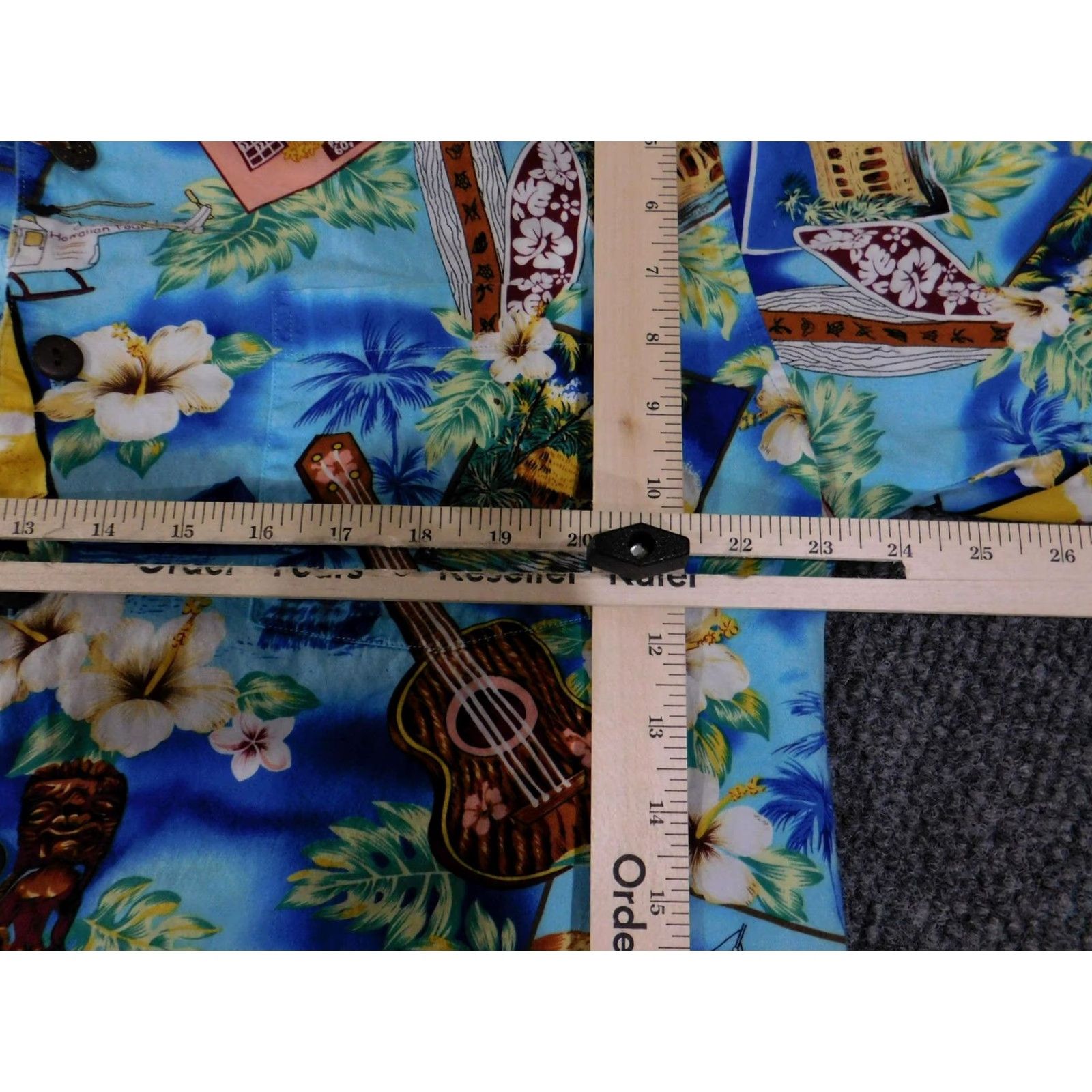 Vintage High Surf Shirt Mens XL Blue Hawaiian Aloha Floral Ukulele Surf Vacation Print Shirt Size US XL / EU 56 / 4 - 7 Thumbnail