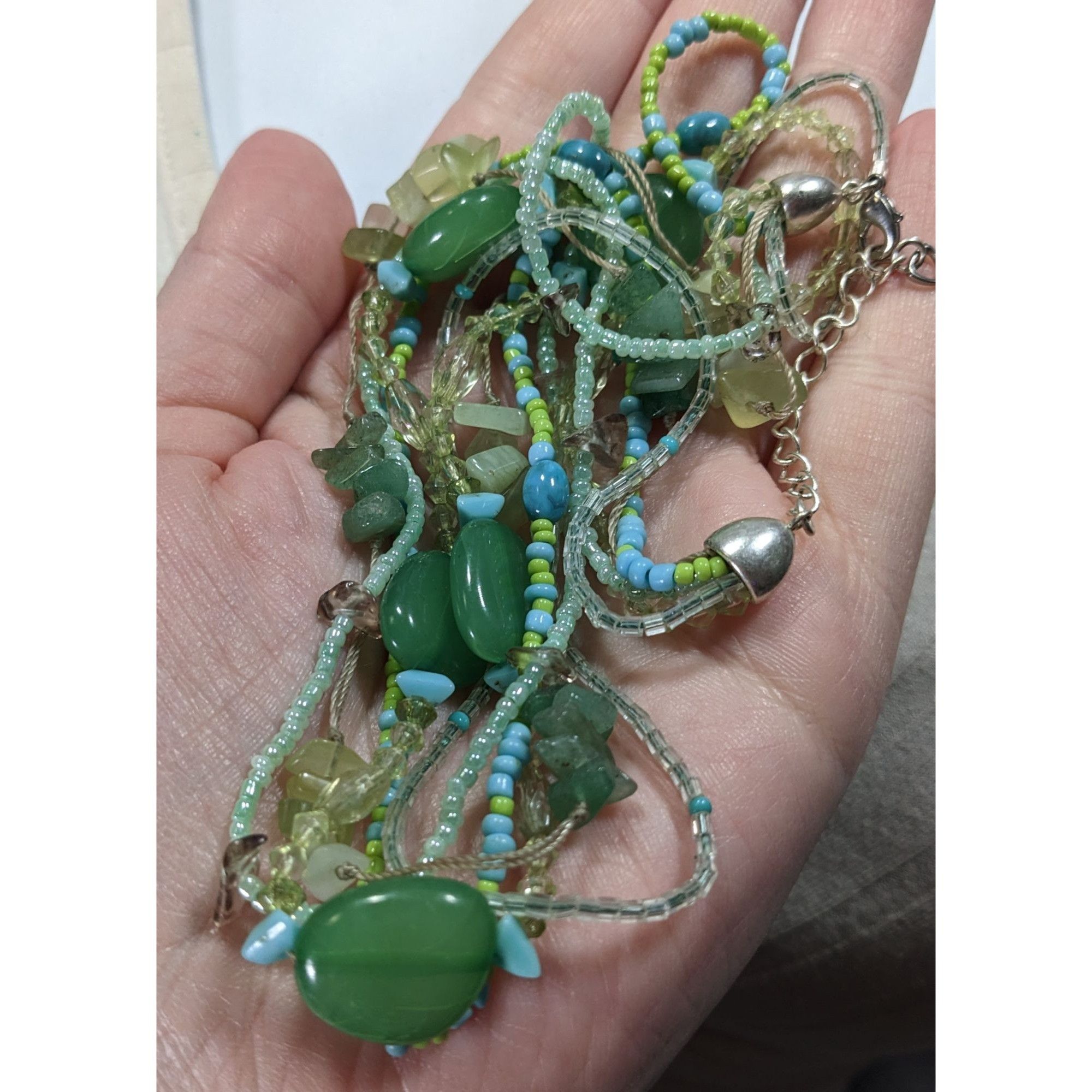 Other Mermaidcore Multi-Strand Green Beaded Necklace With Gemstone Size ONE SIZE - 3 Thumbnail