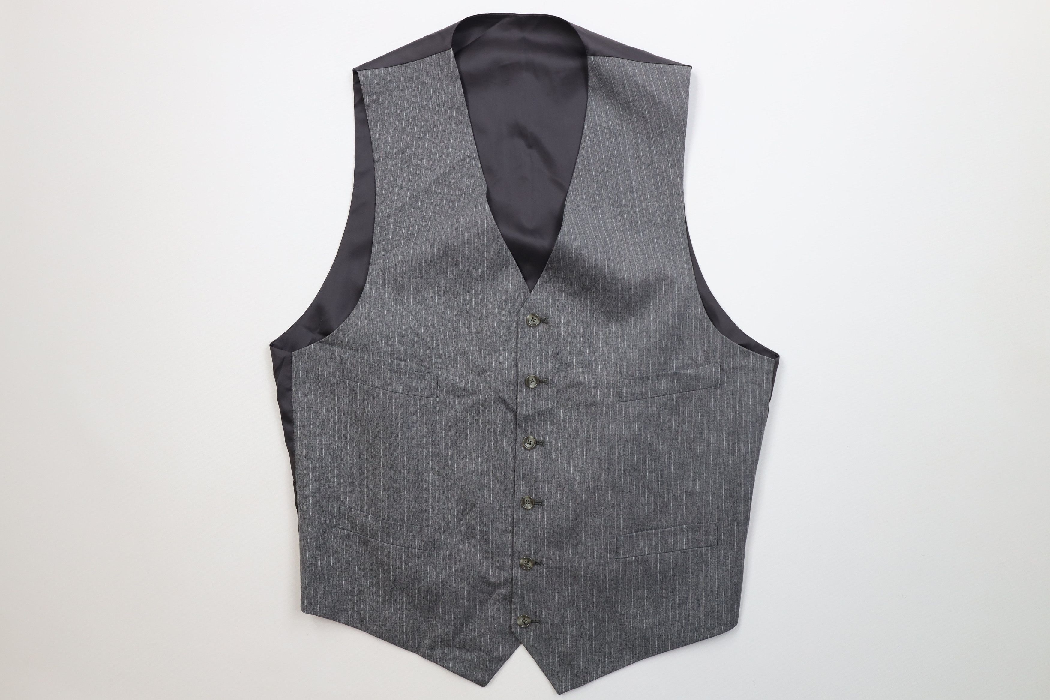 Vintage Vintage 90s Streetwear 3 Piece Wool Pinstriped Suit Size 44L - 8 Thumbnail