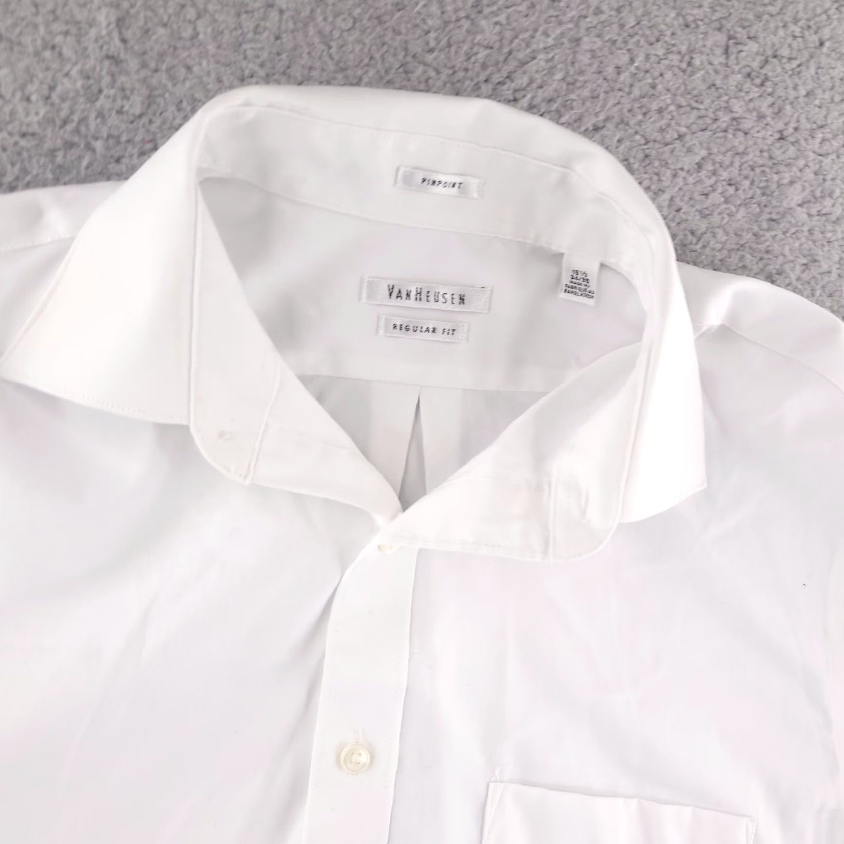 Van Heusen VAN HEUSEN Dress Shirt Mens 15.5 34/35 White Long Sleeve Button-Up Size 42R - 5 Thumbnail