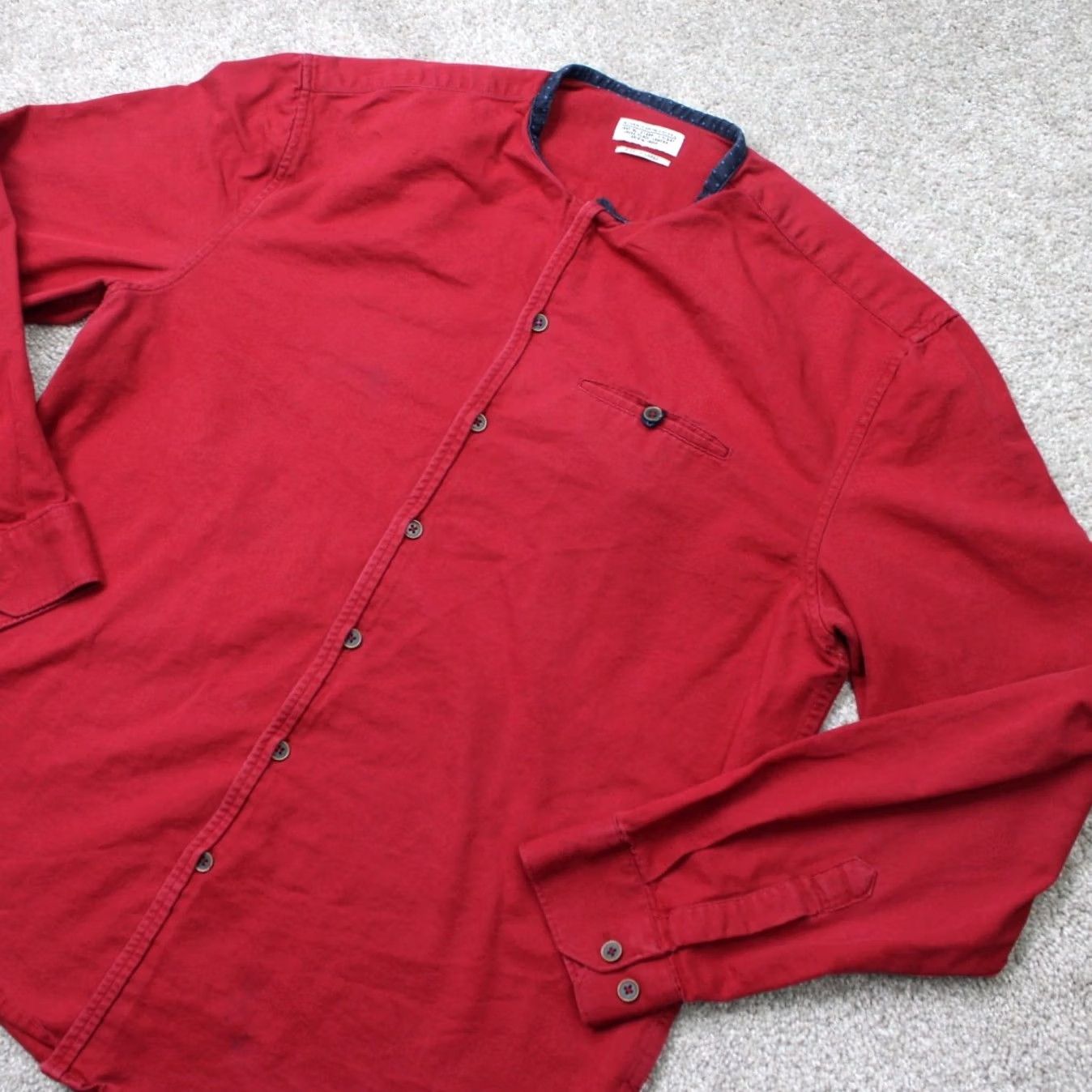 Allsaints All Saints Red Shirt Men XL Long Sleeve Button Spital Fields Pocket Collar Size US XL / EU 56 / 4 - 2 Thumbnail