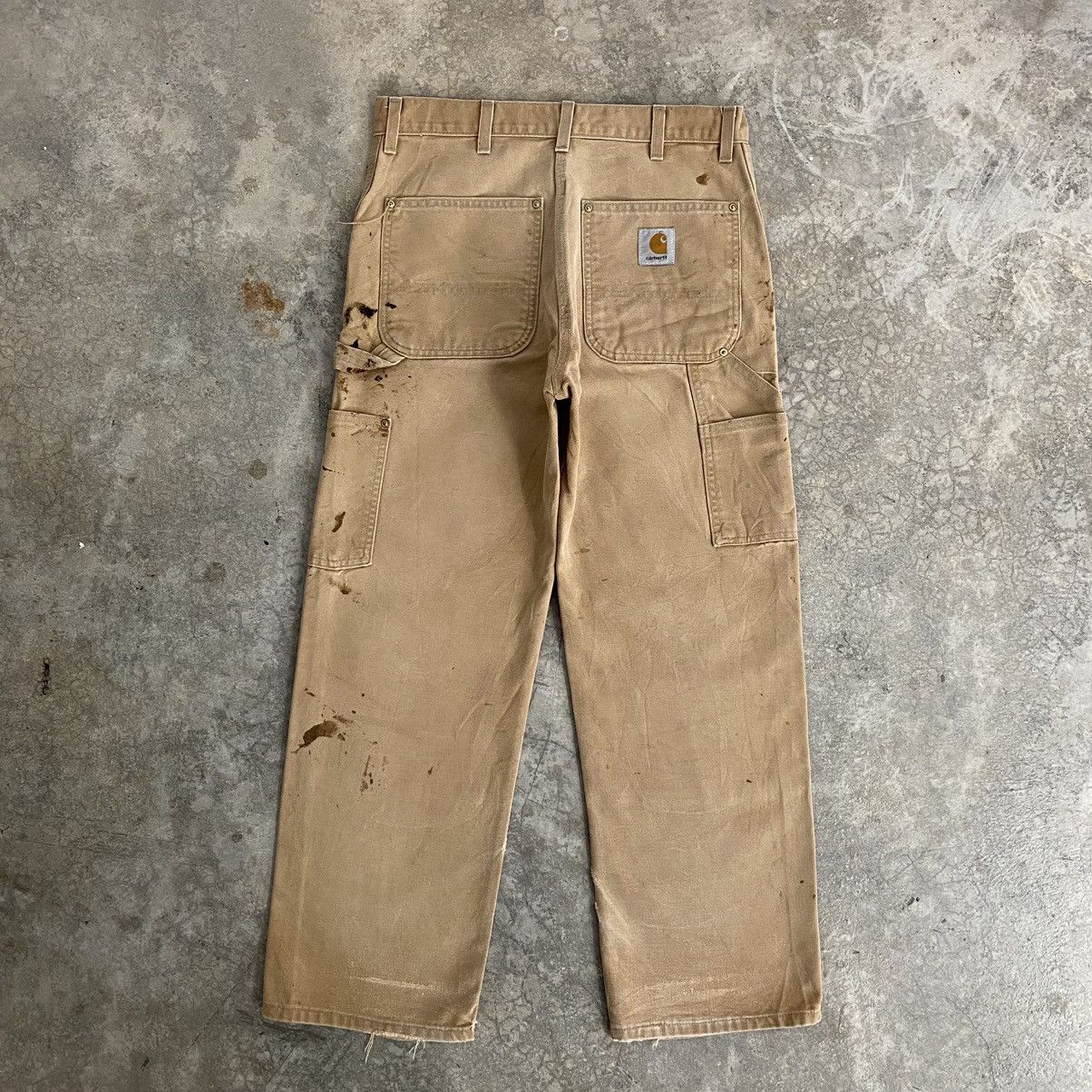Carhartt VTG Carhartt Double Knee Faded Tan Dirty Carpenter Pants Size US 31 - 18 Thumbnail