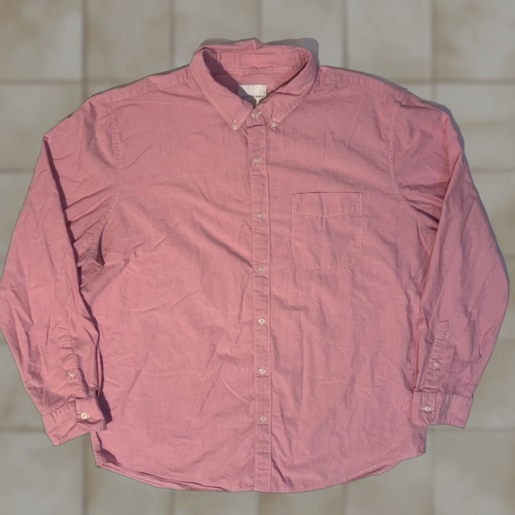 American Eagle Outfitters American Eagle Outfitters Pink Button-Up Shirt 2XL Long Sleeve Front Pocket Button-Down Collar Mens Casual Business Party/Cocktail Shirt Size US XXL / EU 58 / 5 - 1 Thumbnail