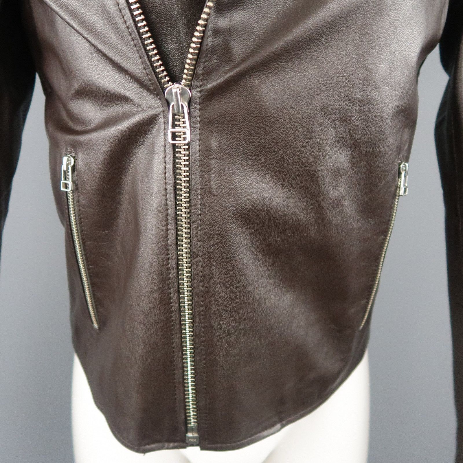 Shipley & Halmos SHIPLEY and HALMOS S Brown Leather Biker Jacket Size US S / EU 44-46 / 1 - 3 Thumbnail