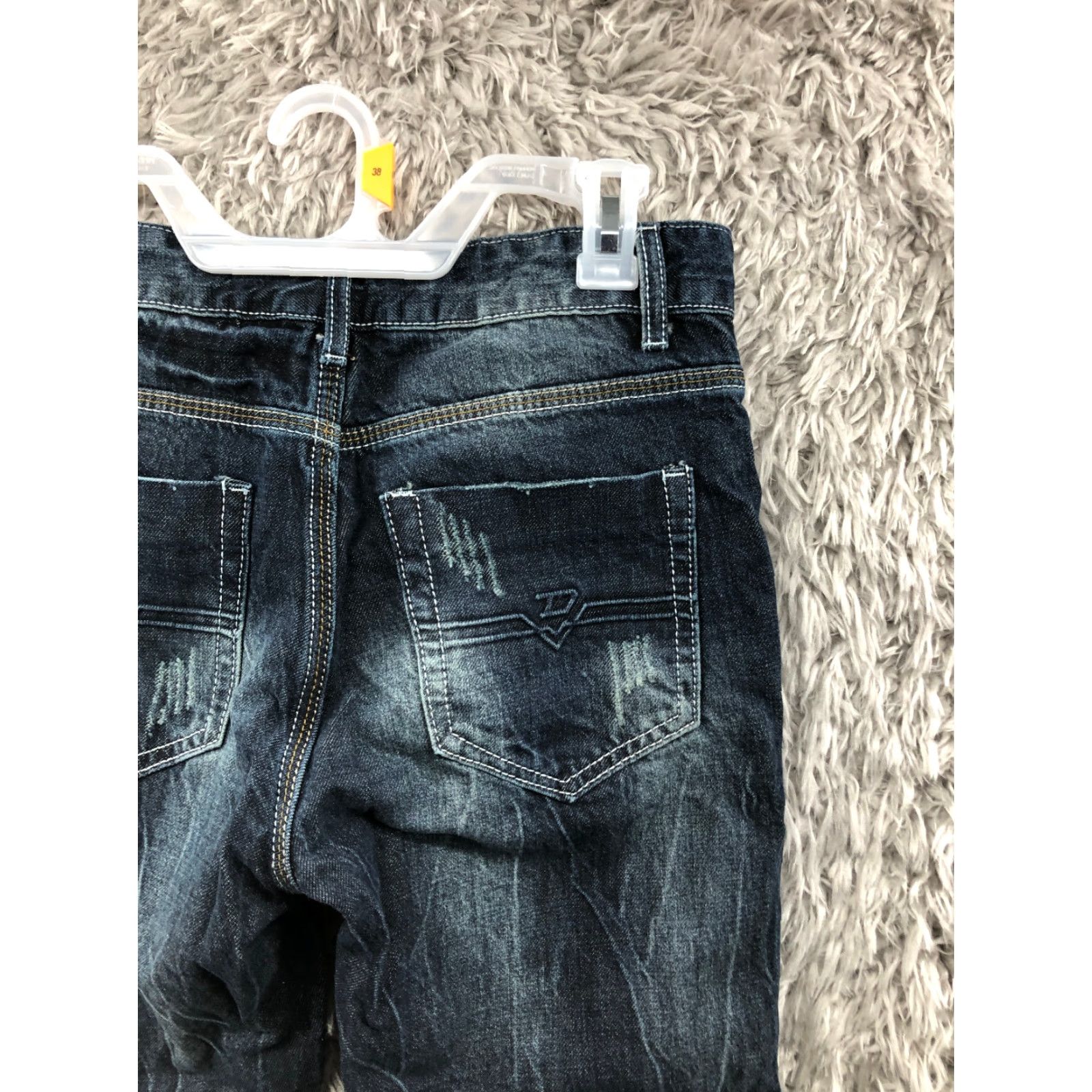 Denime Wear Jeans Mens Slim Straight Leg Dark Wash Blue Denim 29 in Rise Mid 5-Pocket Belt Loops Cotton Blend Jeans Wear Brand XS? Size US 29 - 6 Thumbnail