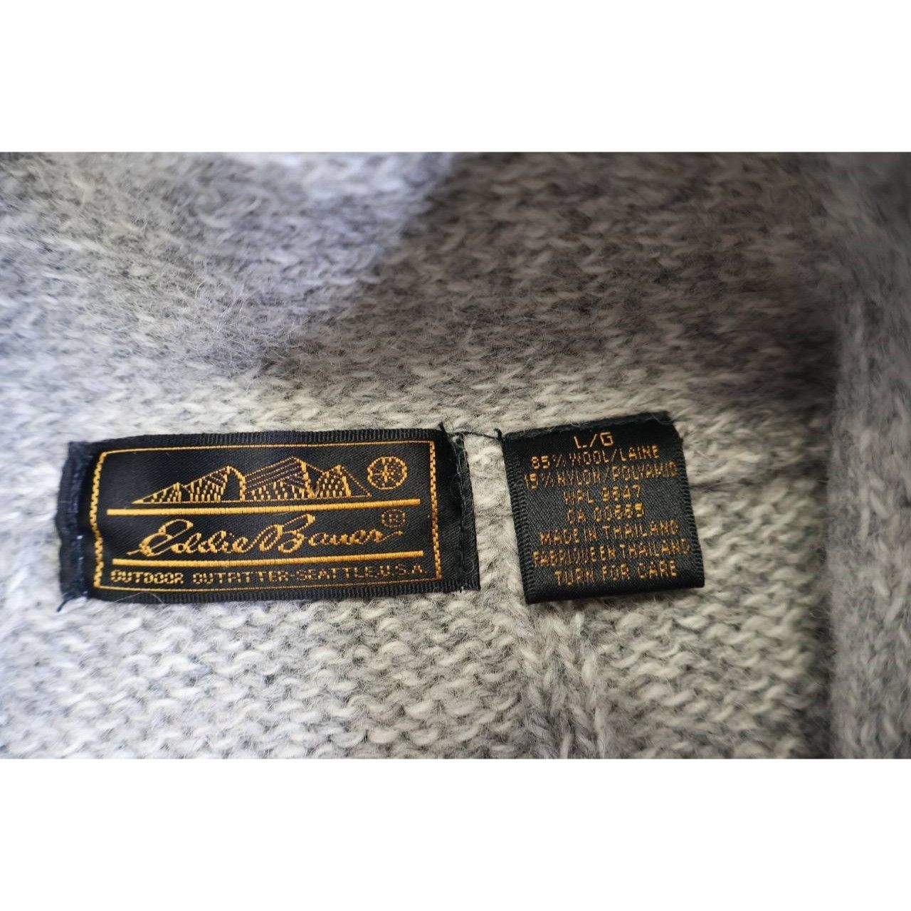 Eddie Bauer Vintage 1990s Eddie Bauer Mens Striped Wool Cowl Neck Size US L / EU 52-54 / 3 - 3 Thumbnail