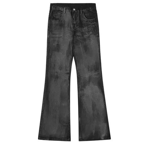 Jean High Street Washed Black Micro Flared Coated Jeans Size US 32 / EU 48 - 2 Thumbnail