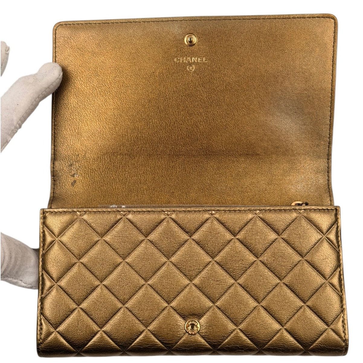 Chanel CHANEL Coco Mark Gold Matelasse Flap Wallet Size ONE SIZE - 4 Thumbnail