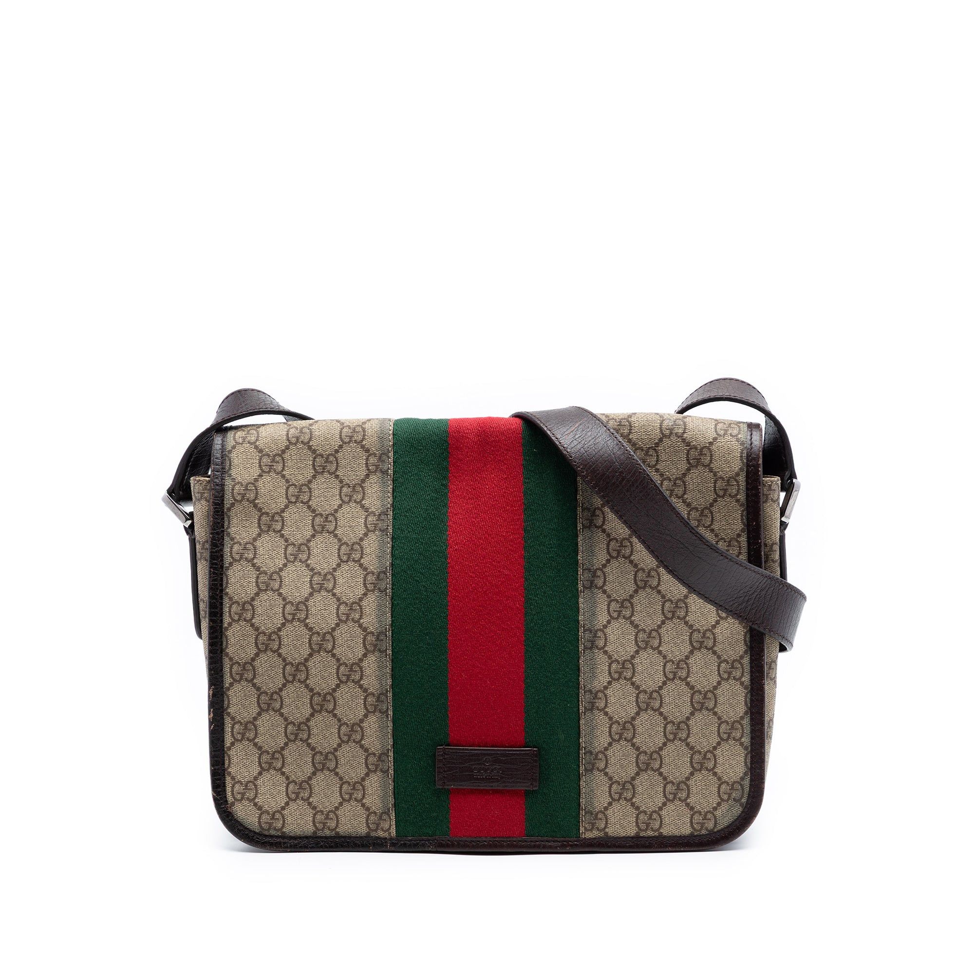 Gucci Medium GG Supreme Web Flap Messenger Bag Size ONE SIZE - 1 Thumbnail