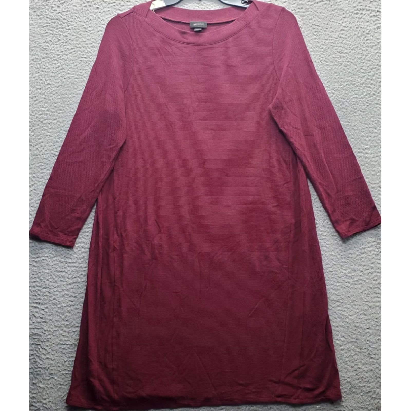 J. Jill J. Jill Sweater Dress Womens Petite L Burgundy Ribbed Knit Long Sleeve Pullover Size L / US 10 / IT 46 - 2 Thumbnail
