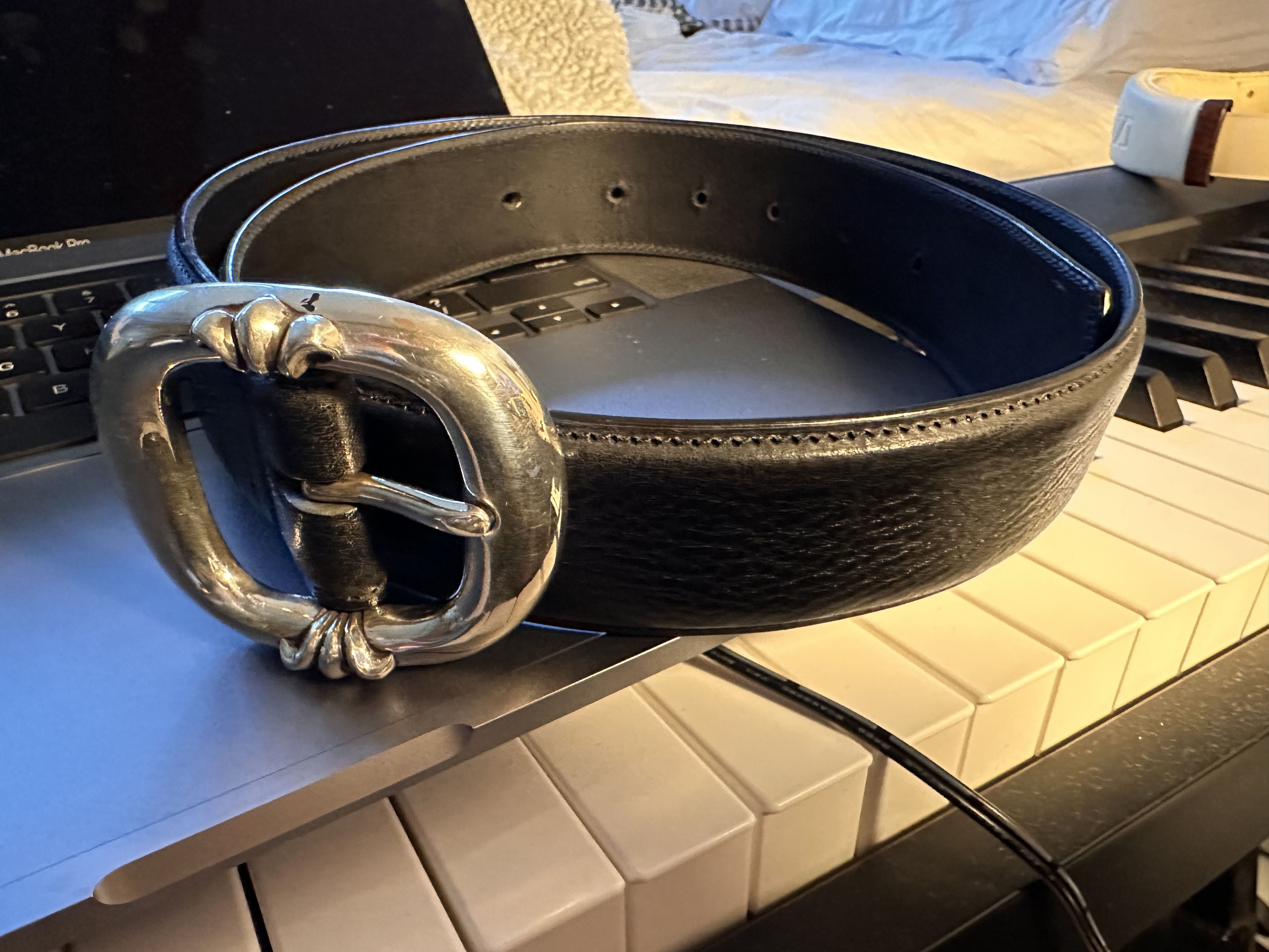 Pre-owned Chrome Hearts Gunslinger Belt In Silver