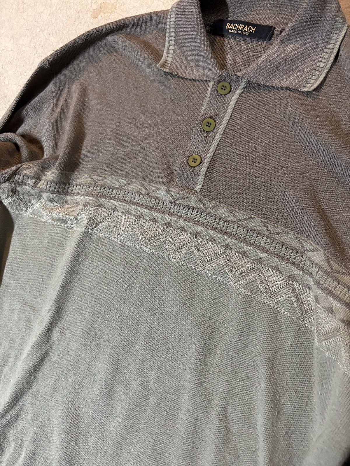 Bachrach VTG 90s Bachrach Made In Italy Aztec Polo Knit Sweater Sage Size US M / EU 48-50 / 2 - 2 Thumbnail