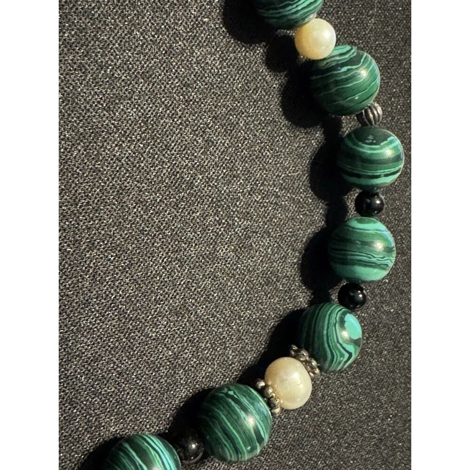 Other Malachite Onyx Pearl 18in Necklace 925 Silver Spacers Size ONE SIZE - 5 Thumbnail