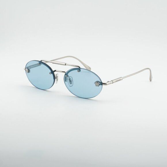 Versace Versace VE2295 1000/1 Sunglasses Silver Oval Frame Size ONE SIZE - 1 Thumbnail