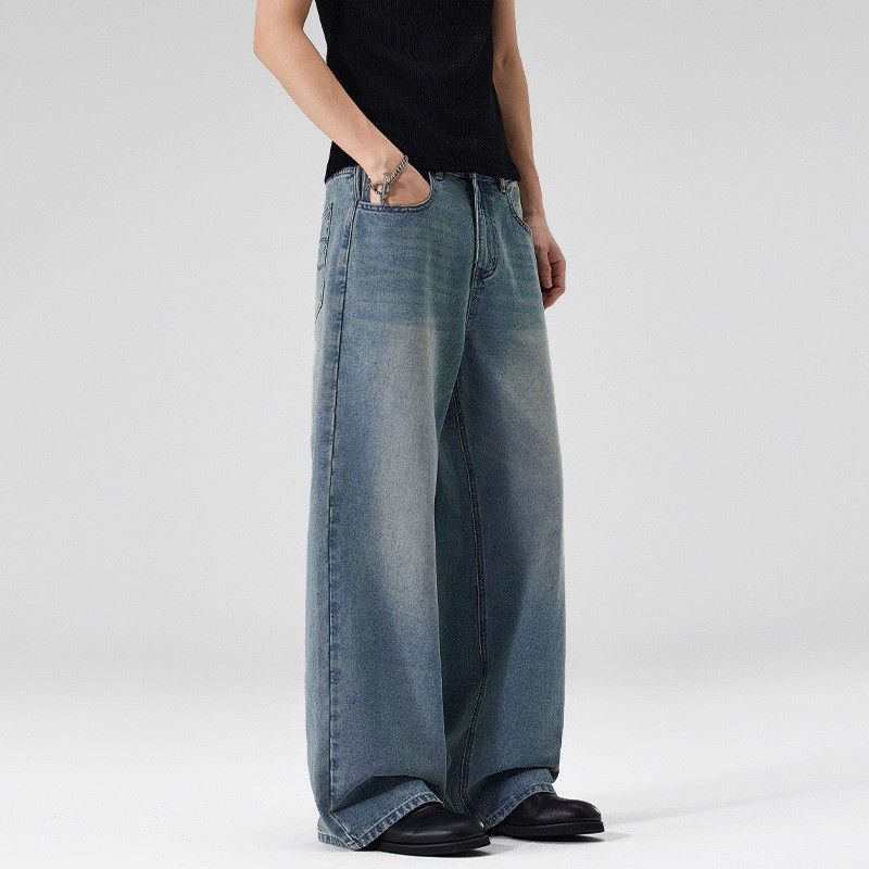 Japanese Brand American retro loose-fitting distressed jeans for men Size US 32 / EU 48 - 4 Thumbnail