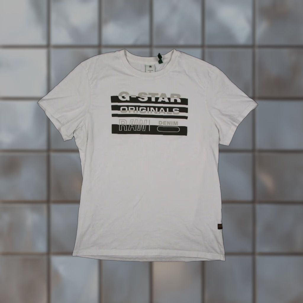 G-Star Vintage G-Star Men's T-Shirt XL White Cotton Short Sleeve Logo Crew Neck Organic Classics Size US XL / EU 56 / 4 - 1 Thumbnail