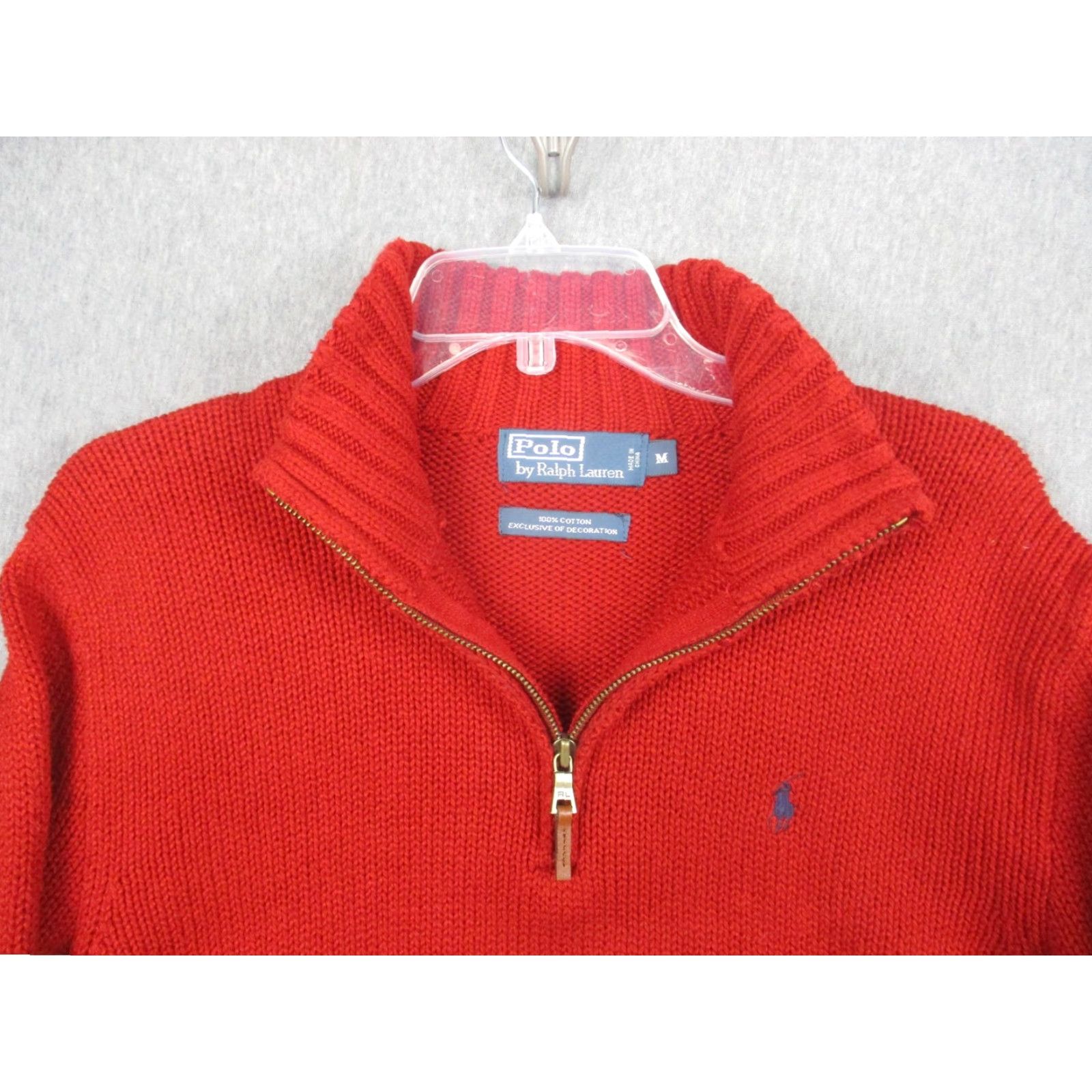 Polo Ralph Lauren Polo Ralph Lauren Sweater Men M Red Mock Neck Cotton Knit 1/4 Zip Size US M / EU 48-50 / 2 - 4 Thumbnail