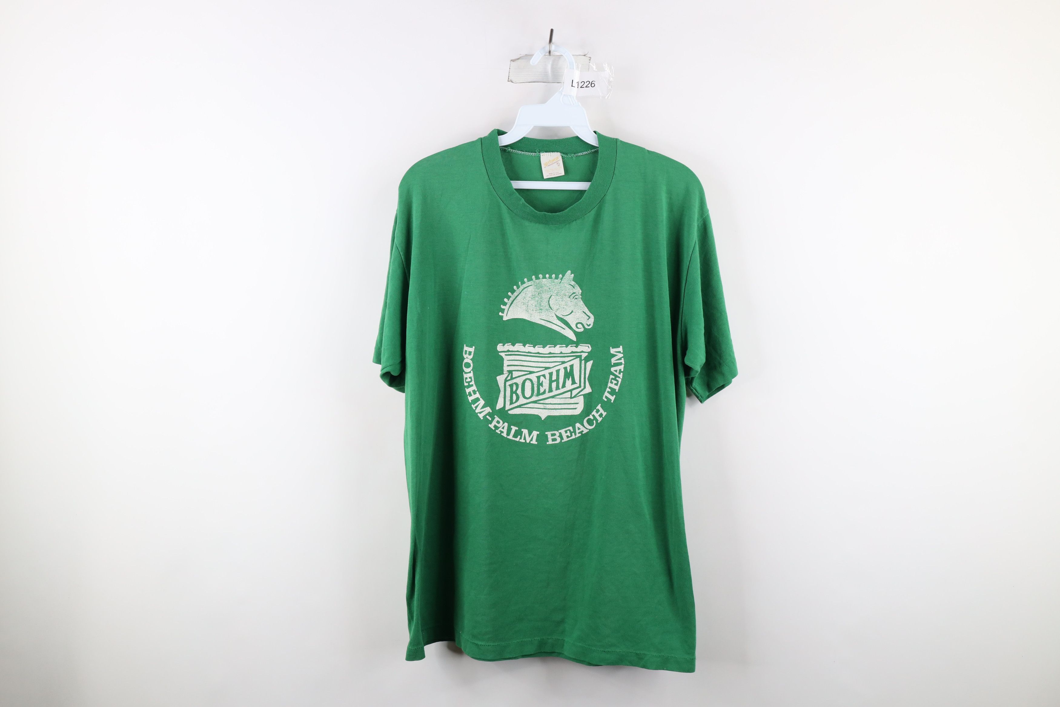 image of Vintage 80's Boehm Palm Beach Team Polo Tanoira T-Shirt Usa in Green, Men's (Size XL)