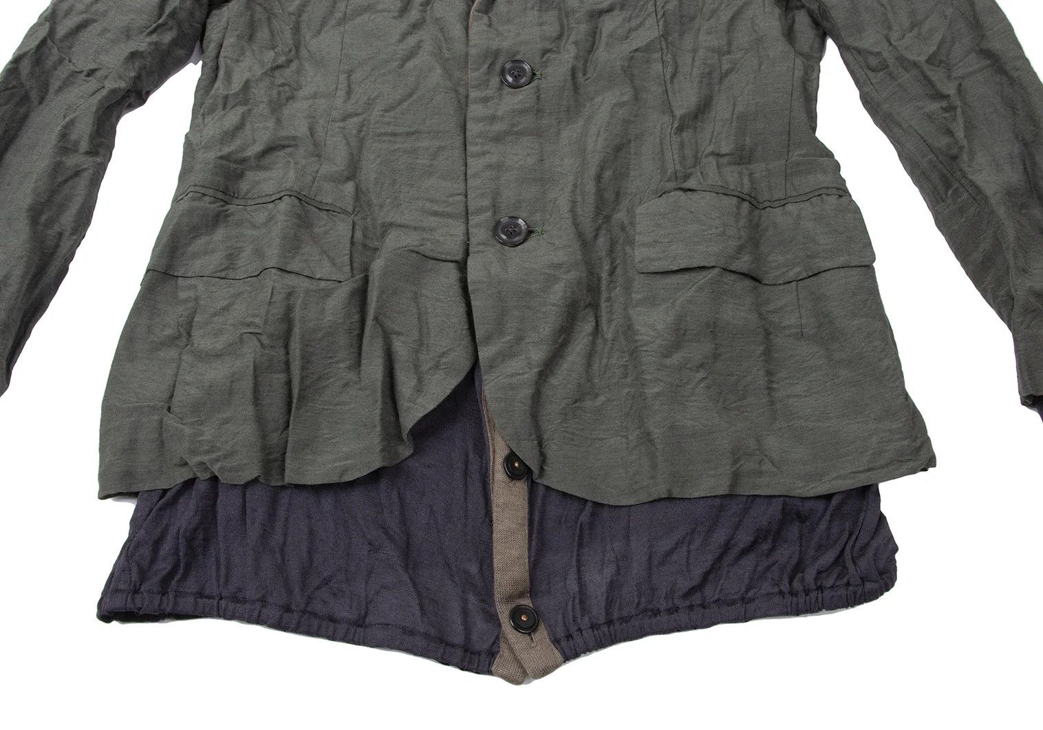 Kolor Layered Knit Jacket in Khaki with Wrinkle Finish Size US M / EU 48-50 / 2 - 11 Thumbnail