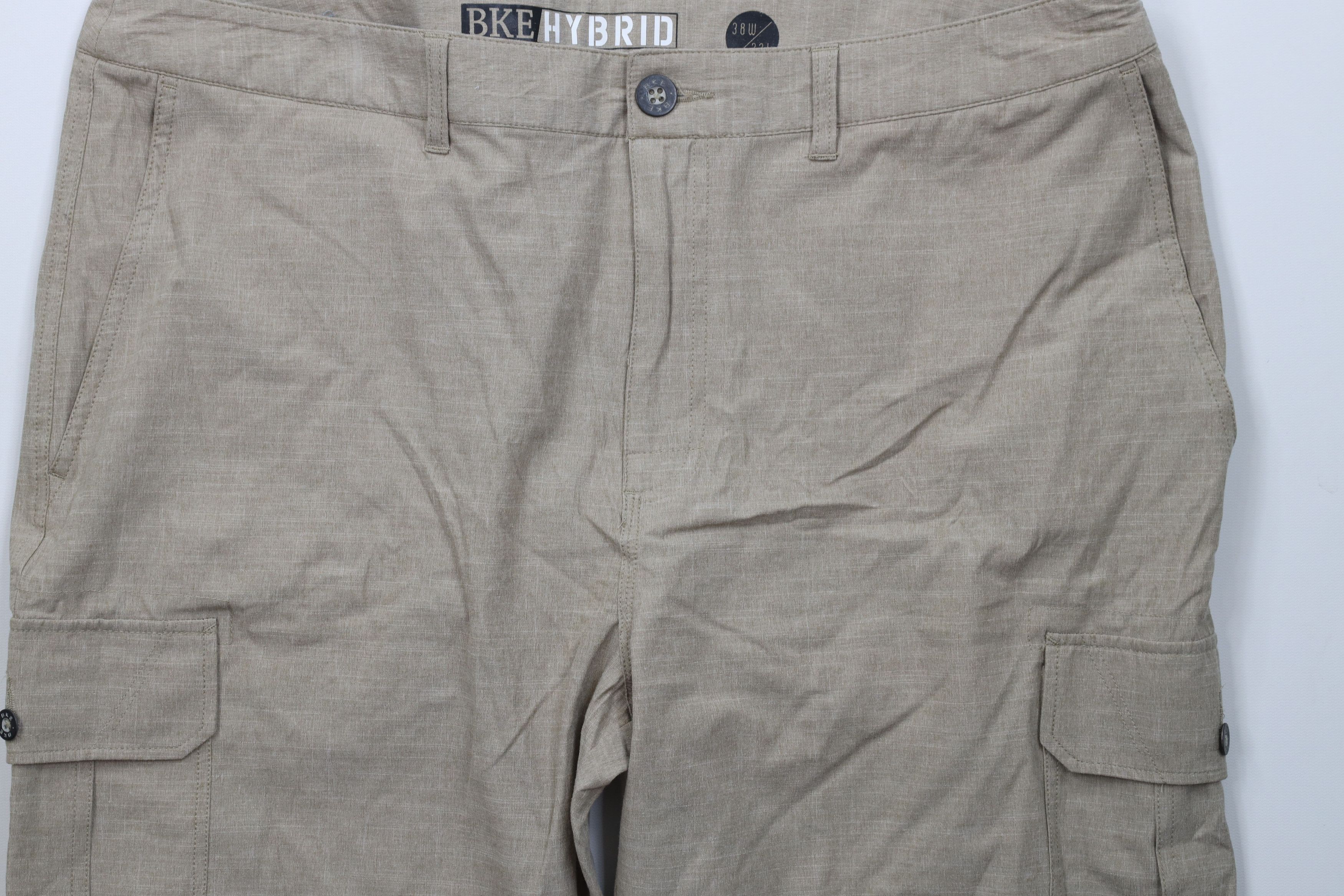 Vintage Buckle BKE Hybrid Chambray Stretch Cargo Shorts Beige Tan Size US 38 / EU 54 - 3 Thumbnail