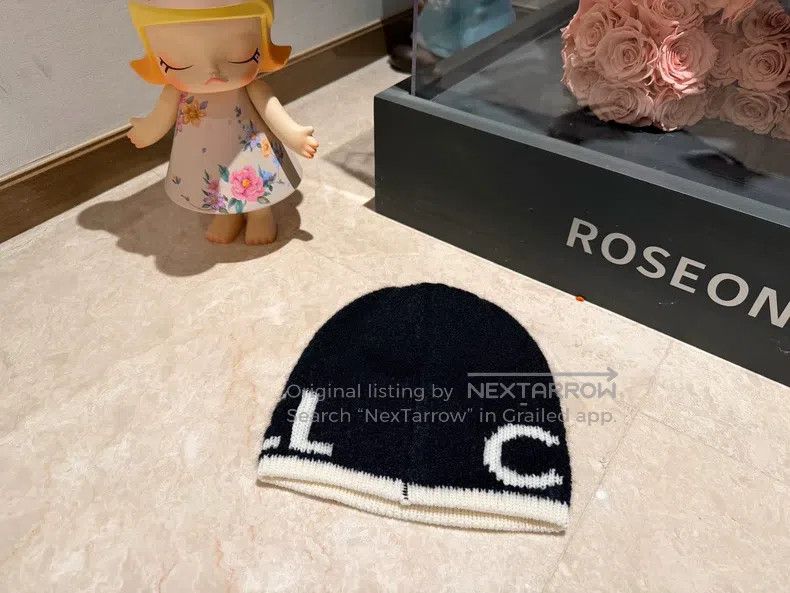 Chanel Chanel Size55-60 Letter cold hat black beige Size ONE SIZE - 2 Thumbnail