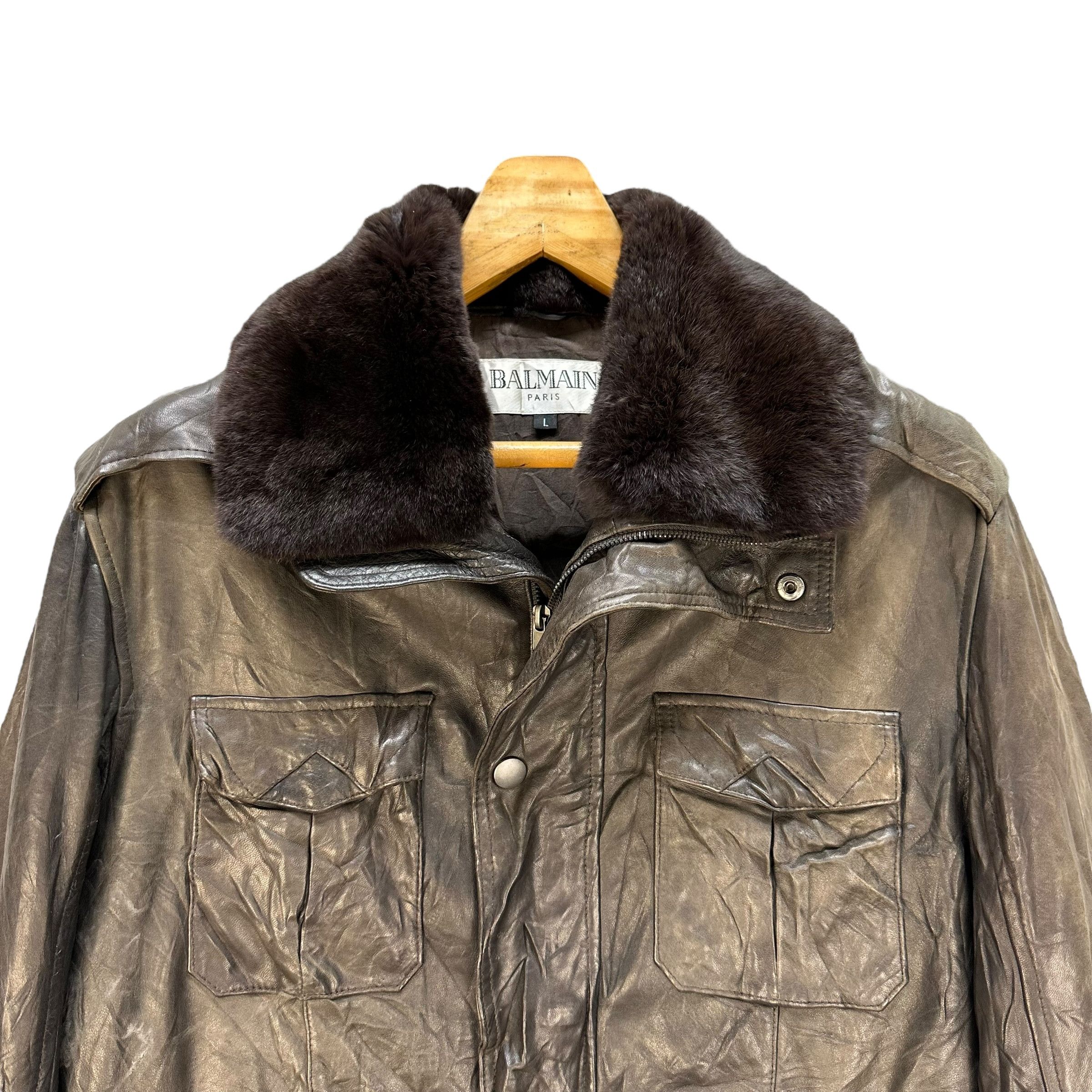 Balmain Vintage BALMAIN Fur Neck Sheepskin Leather Jacket #A65-1548 Size US L / EU 52-54 / 3 - 2 Thumbnail