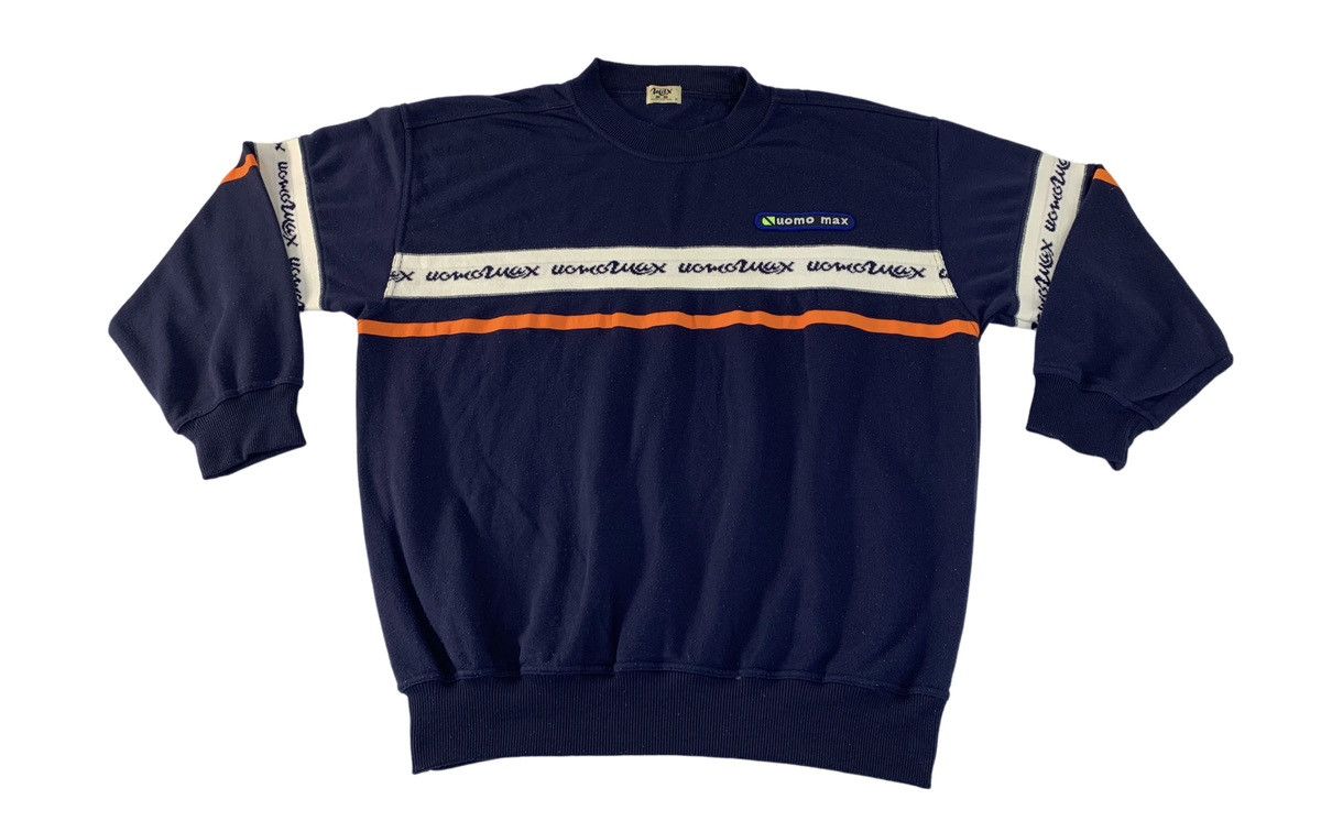 Japanese Brand 90s Uomo Max Moad Italiana Crewneck Pullover Striped Chest Size US XL / EU 56 / 4 - 1 Thumbnail