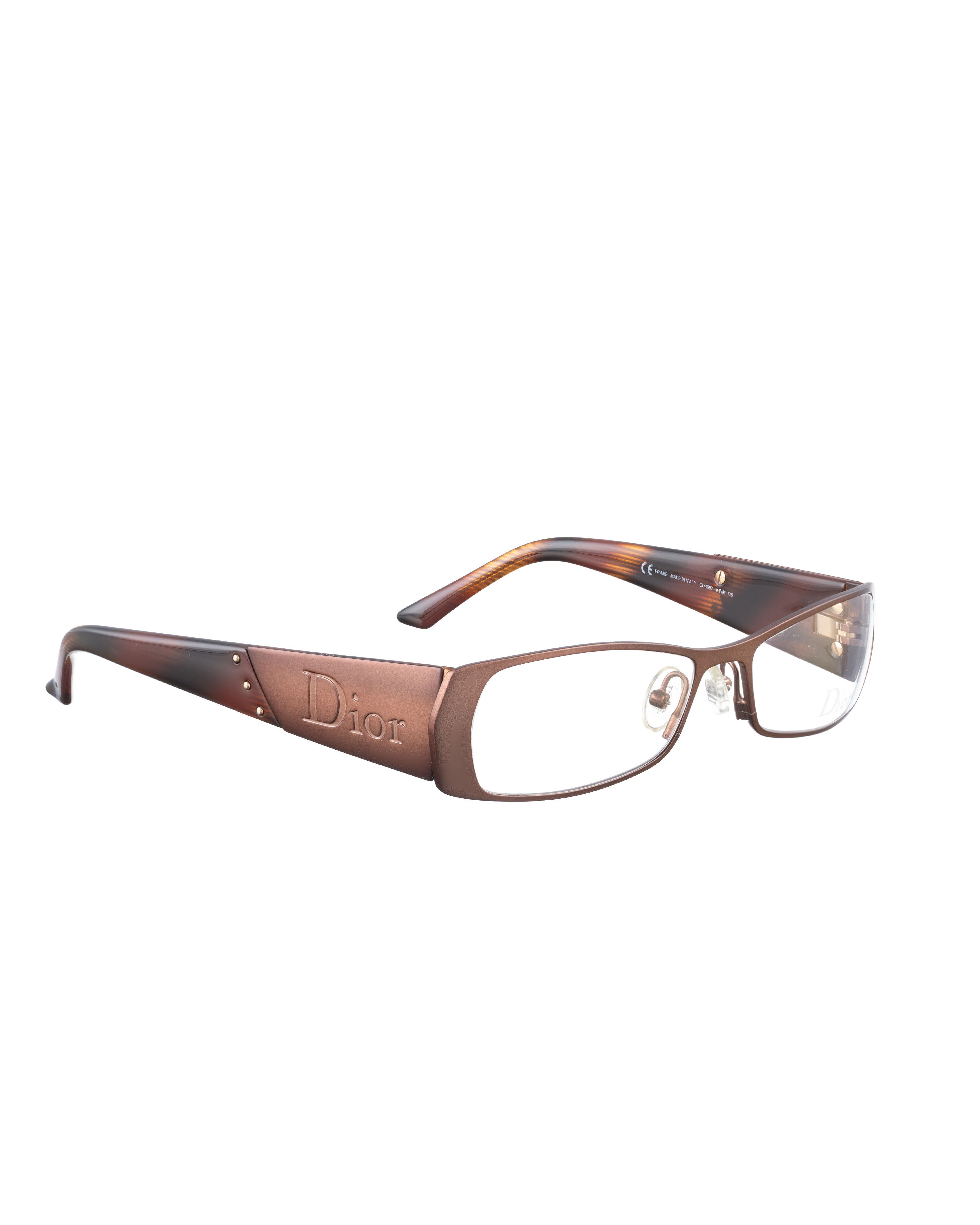 Dior Dior 00s Matte Brown Big Logo Glasses Size ONE SIZE - 2 Thumbnail