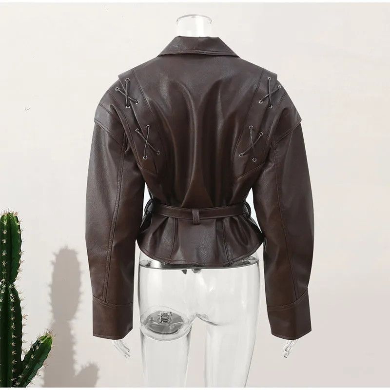 Japanese Brand × Leather Vintage Solid Lace-up Jacket Size L / US 10 / IT 46 - 9 Thumbnail
